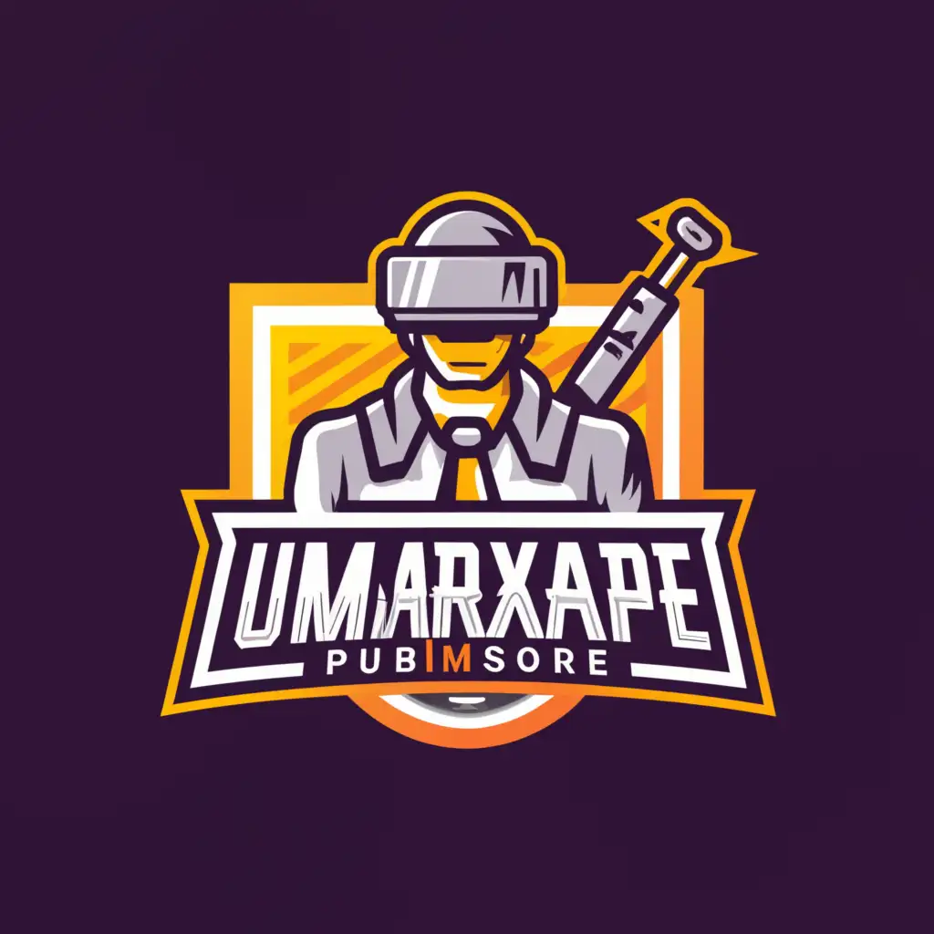 a logo design,with the text "UMMARxBAPE PUBGm STORE", main symbol:PUBG,Moderate,clear background
