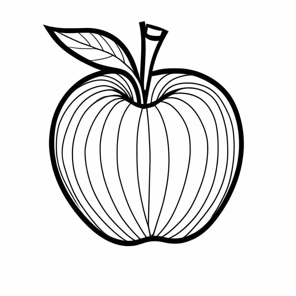 Simple-Apple-Coloring-Page-for-Kids-EasytoColor-Line-Art-on-White-Background