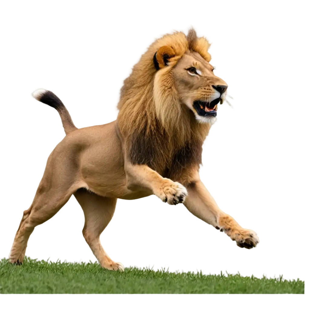 a lion chasing deer