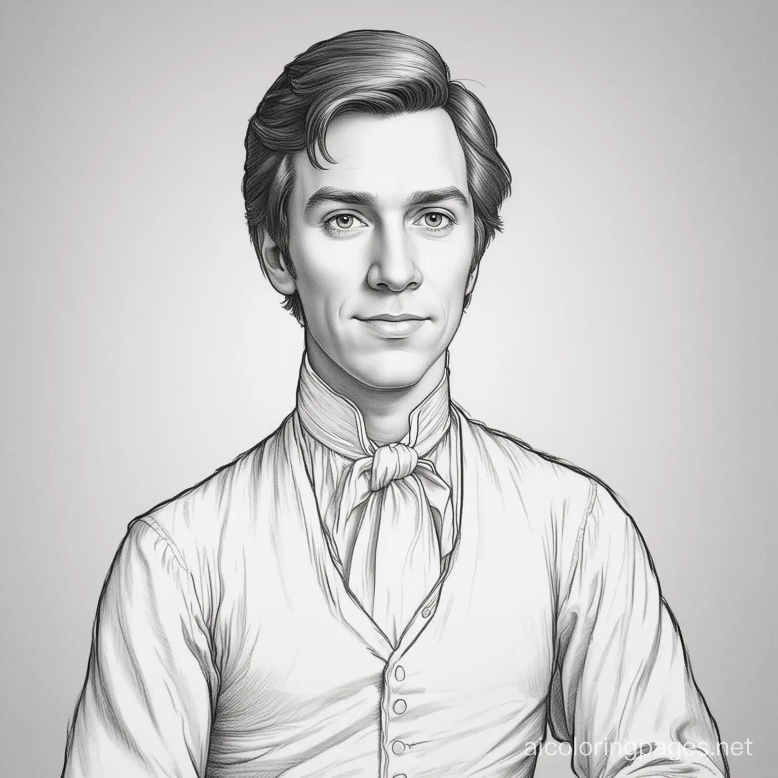 joseph smith jr American 1820 prophet, Coloring Page, black and white, line art, white background, Simplicity, Ample White Space. The background of the coloring page is plain white to make it easy for young children to color within the lines. The outlines of all the subjects are easy to distinguish, making it simple for kids to color without too much difficulty