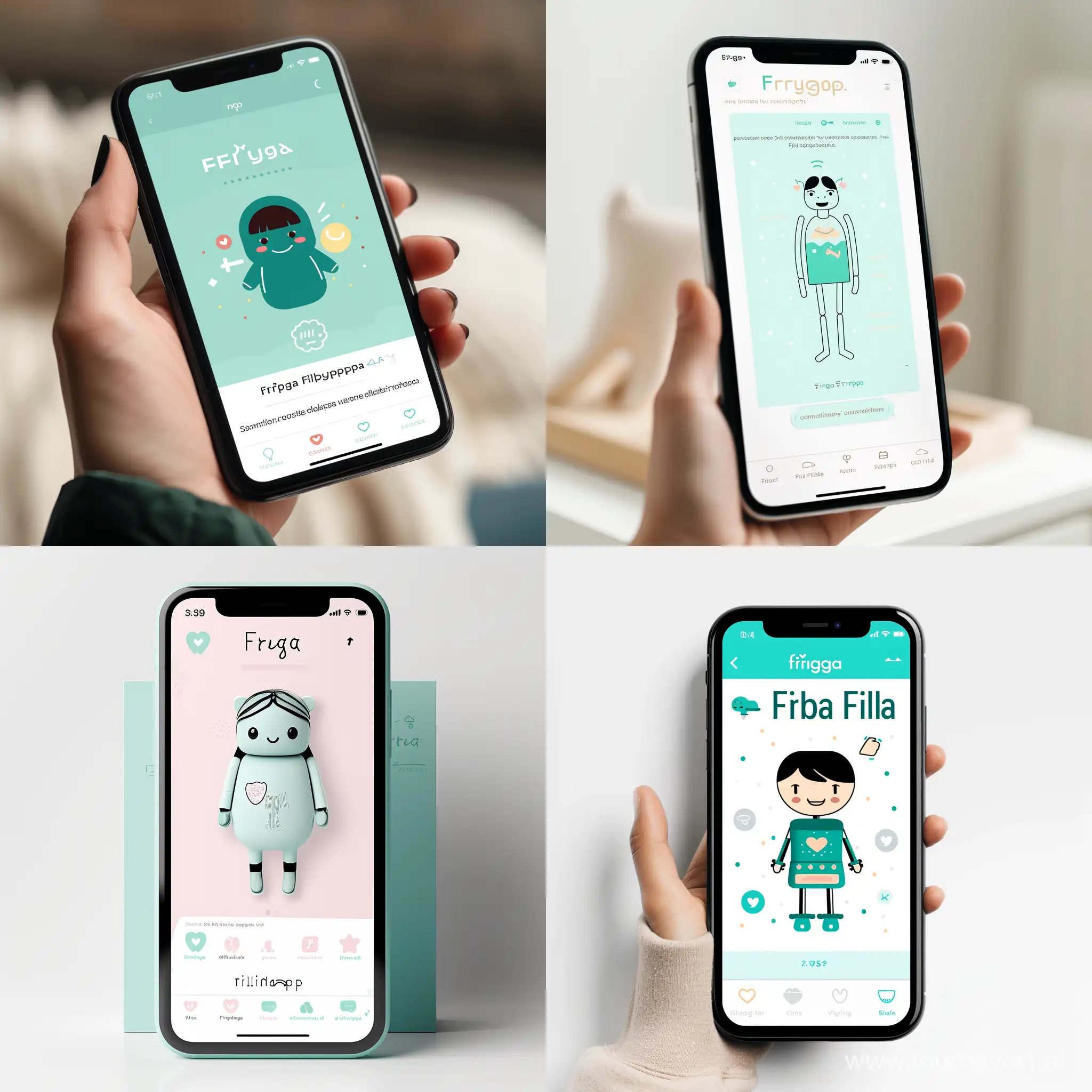 Create a mobile mockup of a reproductive educational social media chatbot app for teenagers that is called Fråga Filippa.