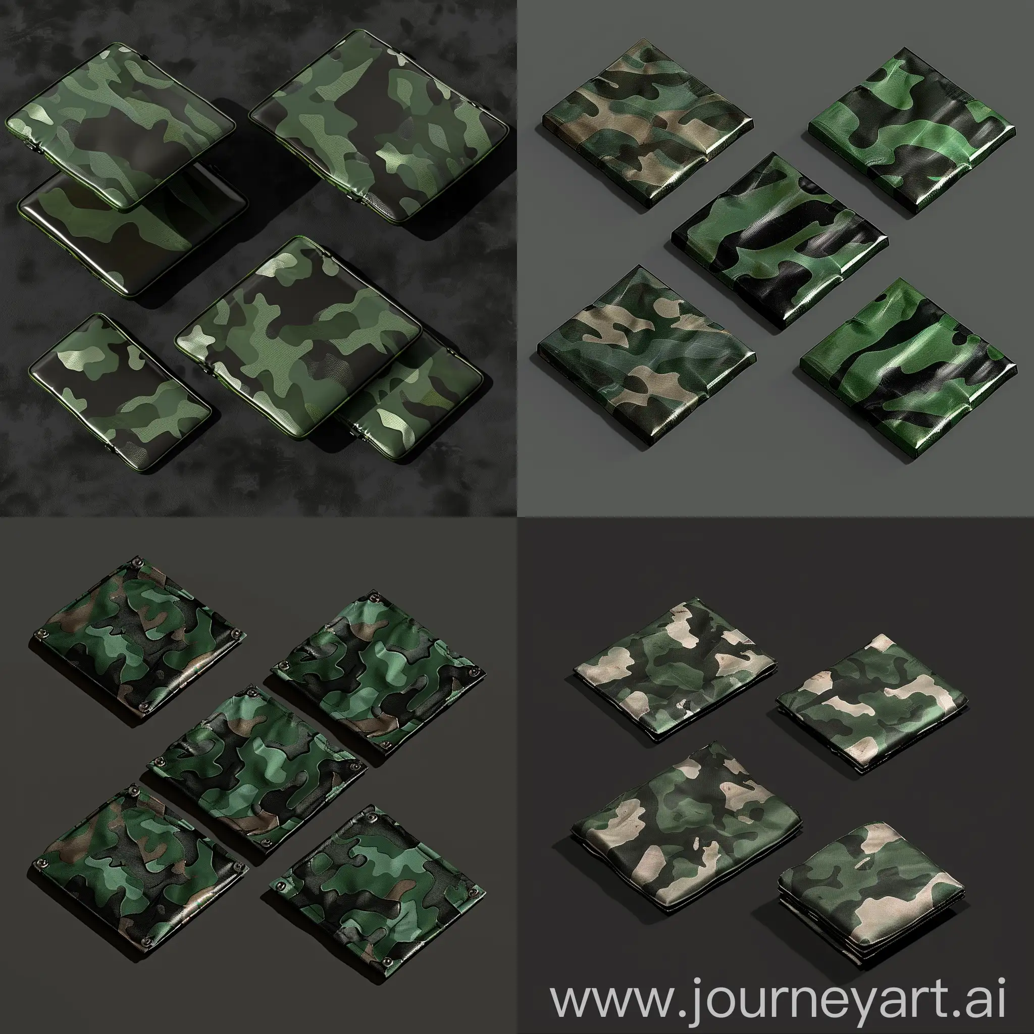 https://i.imgur.com/OCXGCiB.png realistic photo of isometric set of camo square thin metal plate plate, slyle of unreal engine 5 asset, ultrarealistic style, isometric set, smooth lighting 3d render