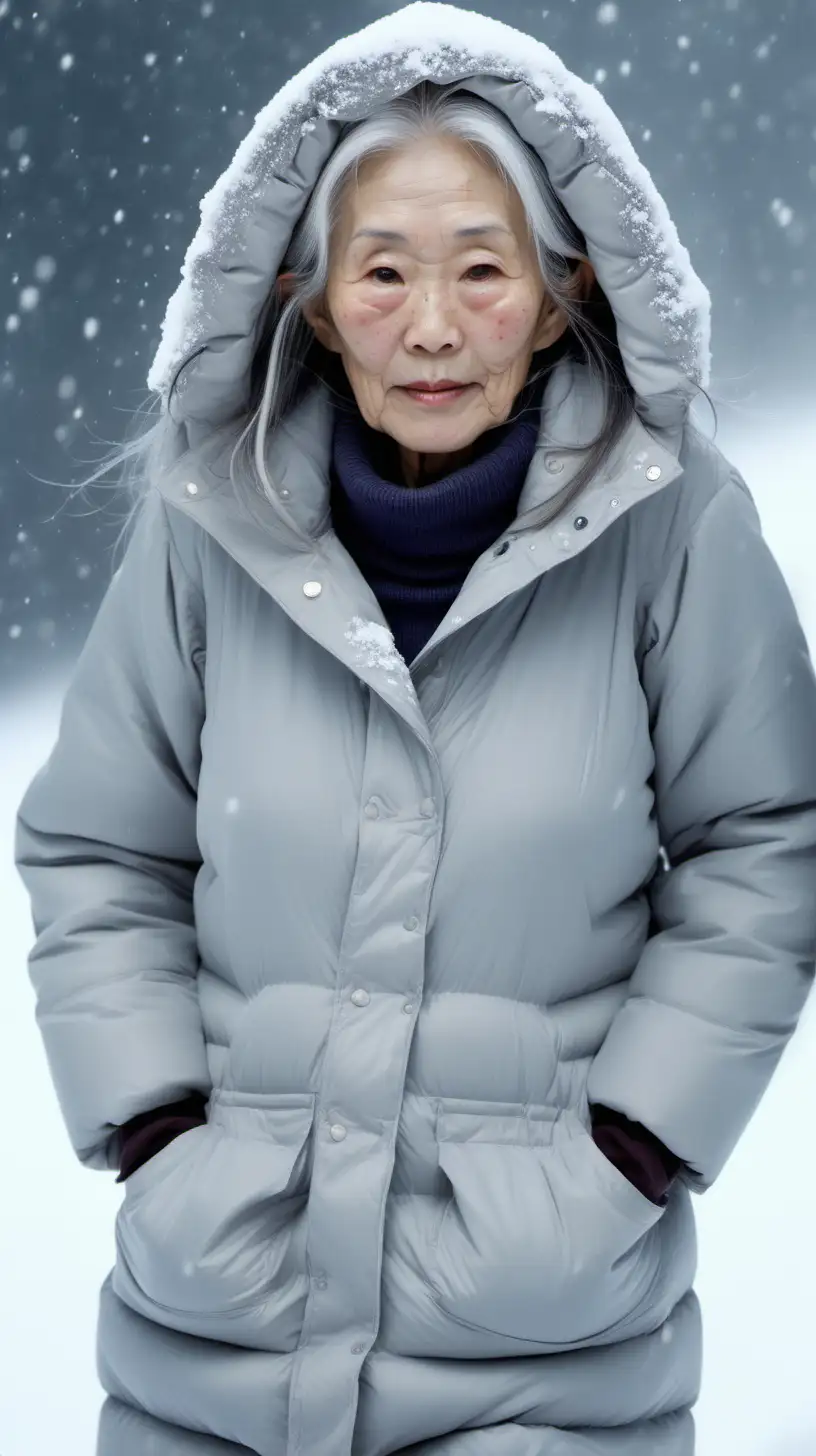 Elegant Japanese Octogenarian Strides Boldly Through Alaskan Snowfall