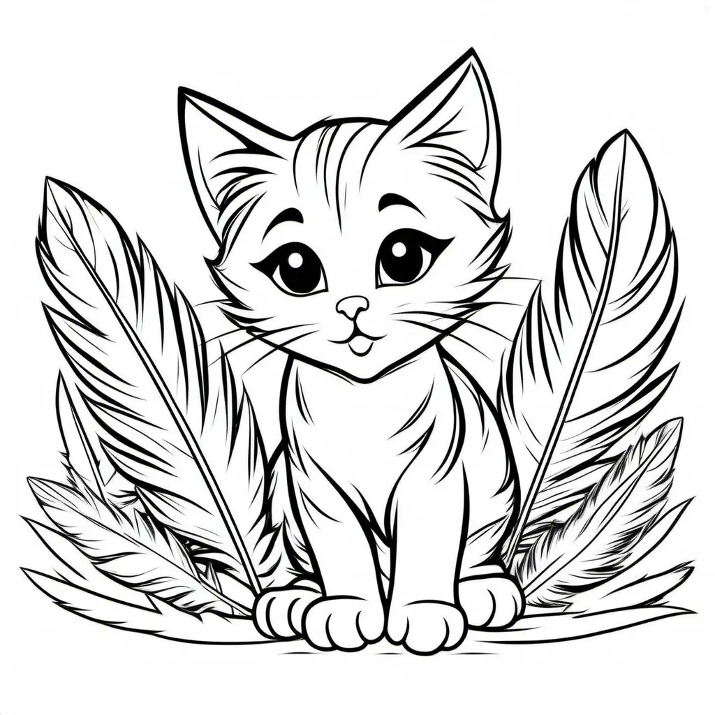 kitten playing with feathers


, Coloring Page, black and white, line art, white background, Simplicity, Ample White Space. The background of the coloring page is plain white to make it easy for young children to color within the lines. The outlines of all the subjects are easy to distinguish, making it simple for kids to color without too much difficulty