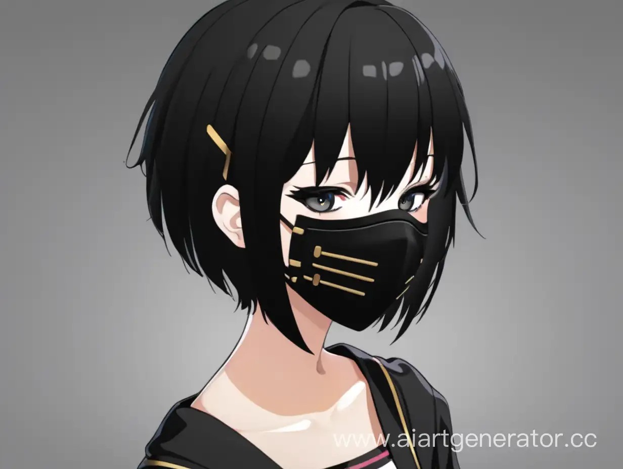 anime, girl, mask, short black hair