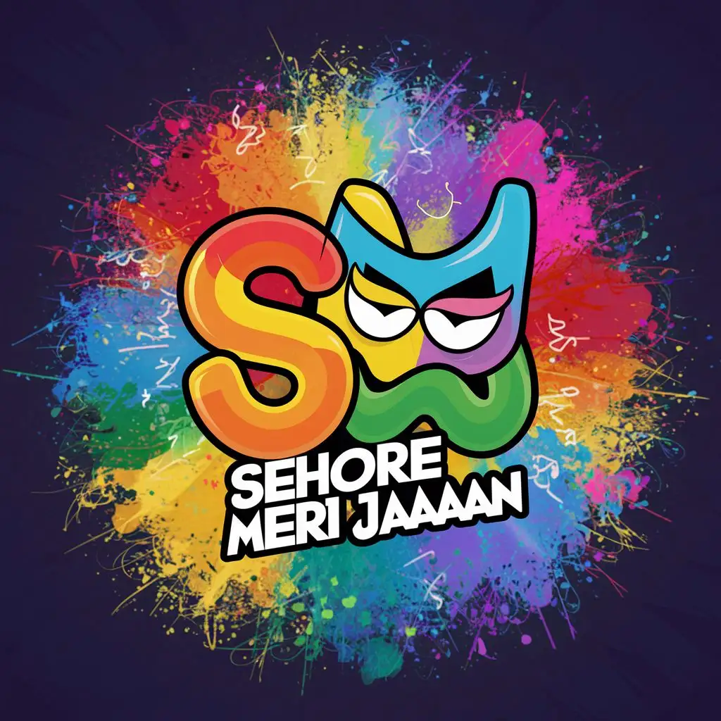 make a logo for a Instagram page name "sehore Meri jaaaan" the logo should be based on holi theme 