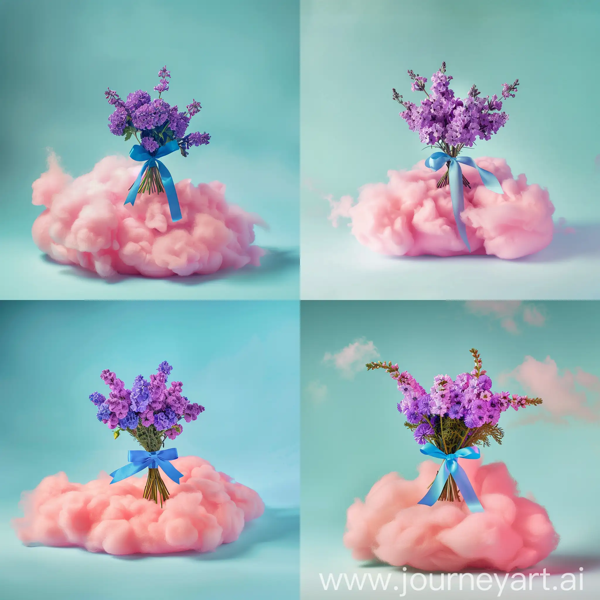 Tranquil-Purple-Flower-Bouquet-Resting-on-Pink-Clouds