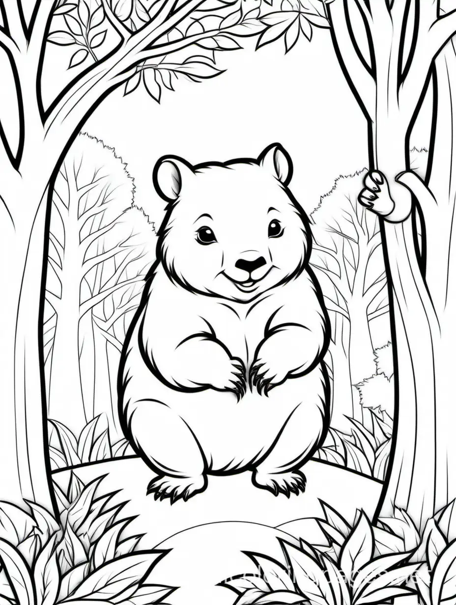 Wombat-Coloring-Page-with-Trees-Background