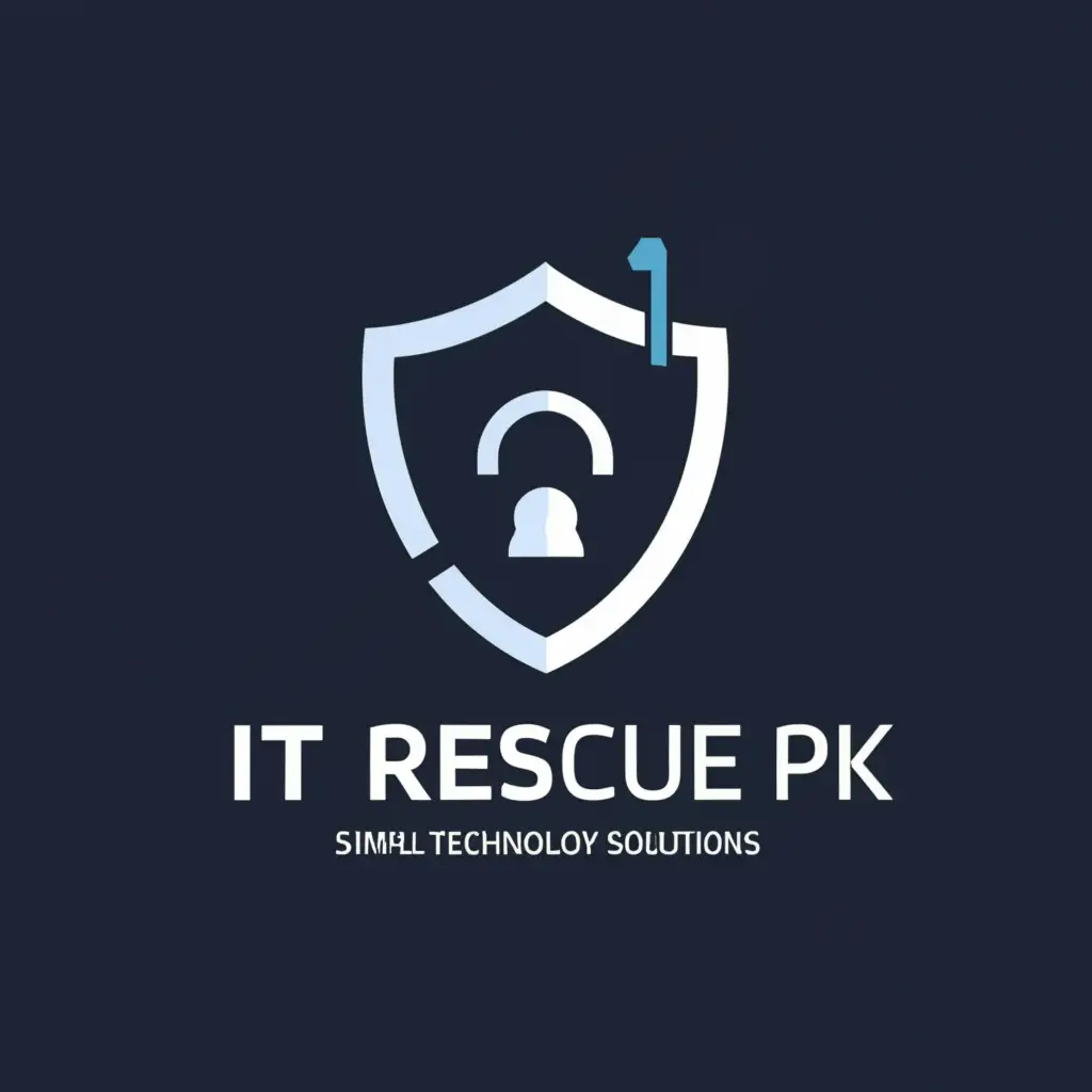 a logo design,with the text "IT RESCUE PK", main symbol:Security Made Simple,Moderate,be used in Technology industry,clear background