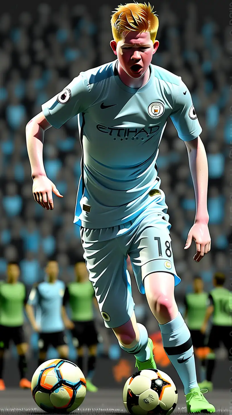 Kevin De Bruyne Dribbling the Ball Soccer Player in Action