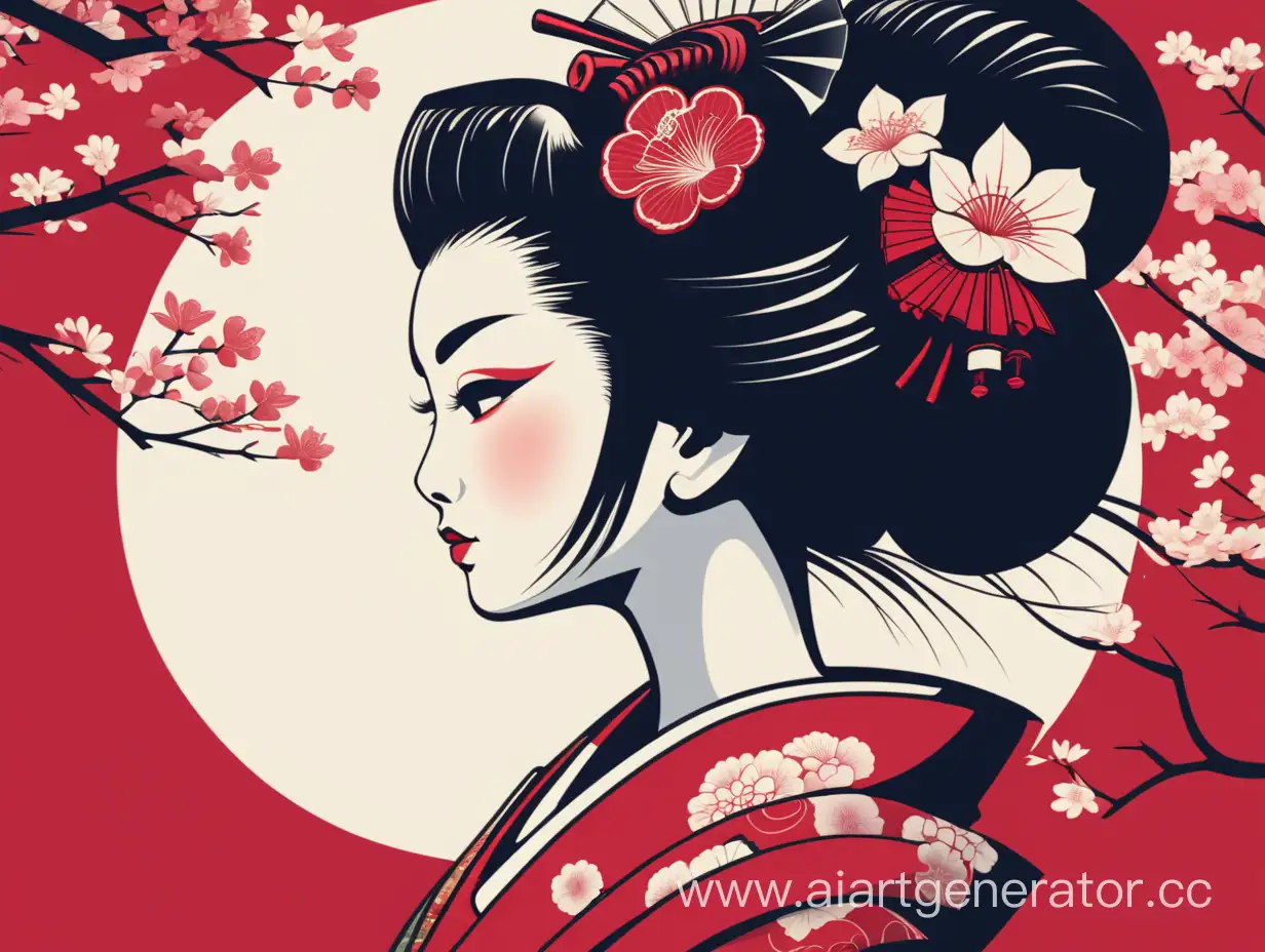 Geisha-Portrait-Elegant-Japanese-Woman-in-Side-View
