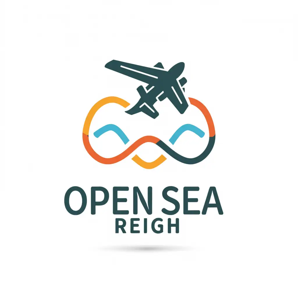 a logo design,with the text "Open Sea Freight", main symbol:Air,Sea,Road Freight,Moderate,clear background