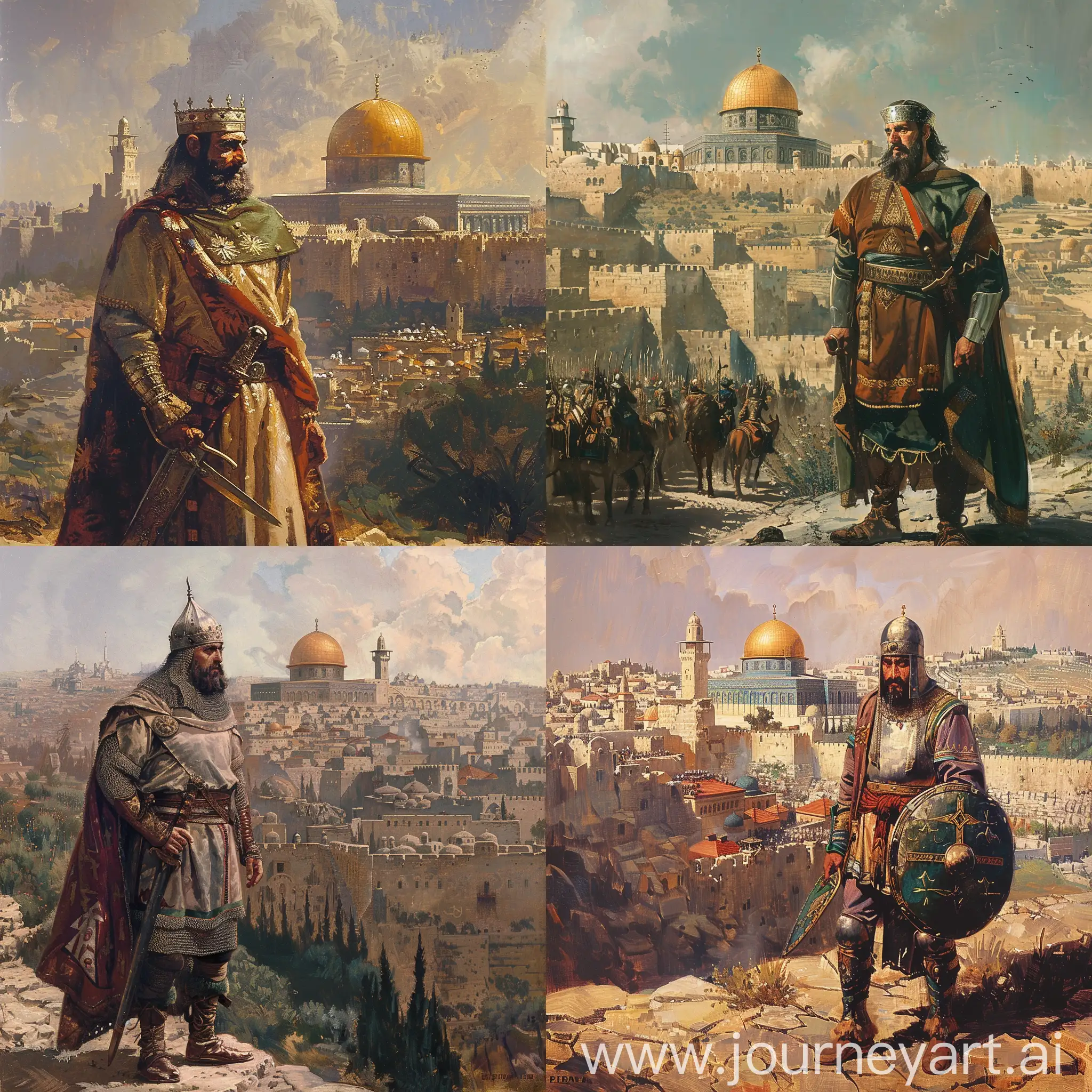 Saladin standing in front of Jerusalem