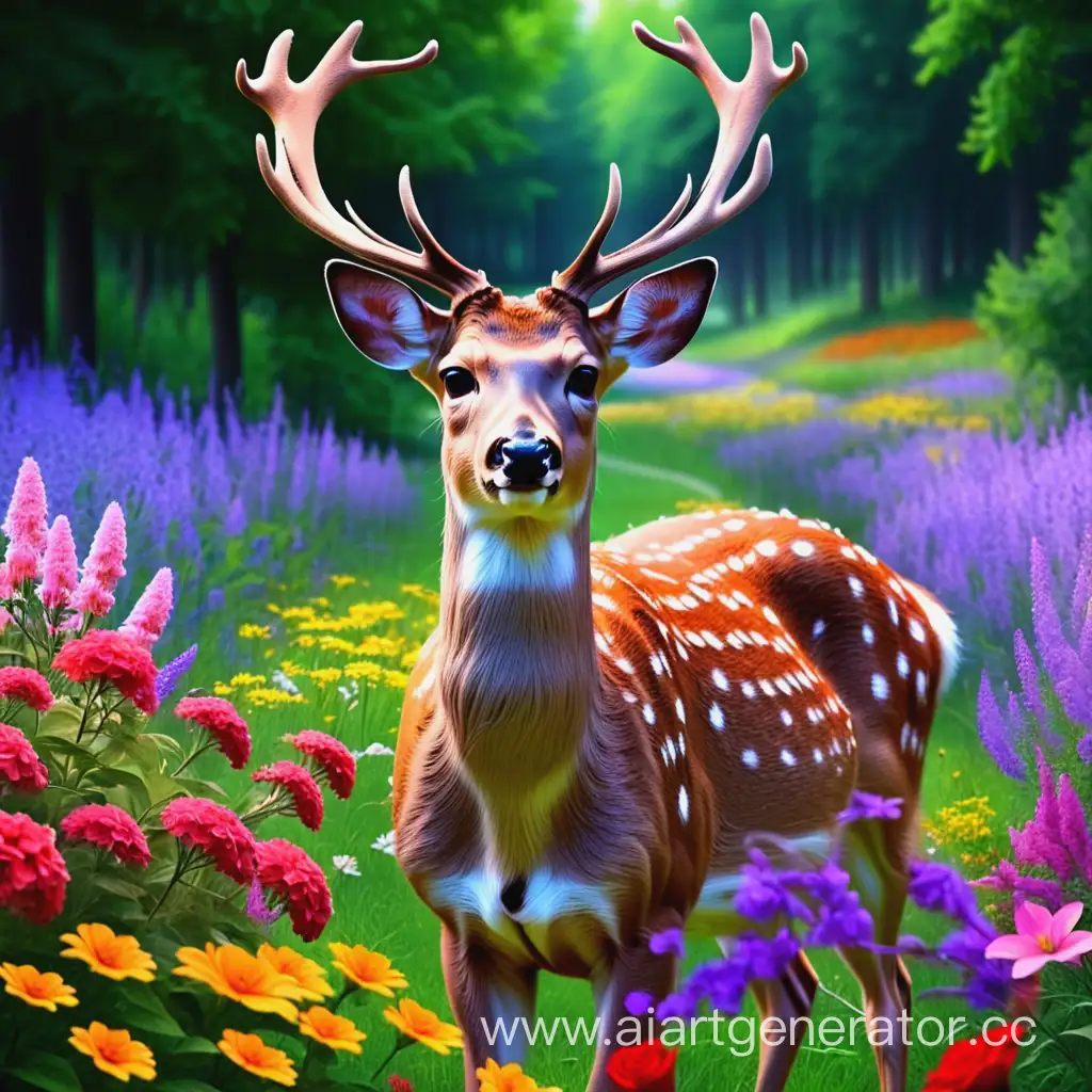 Graceful-Deer-Amidst-Blooming-Holiday-Flowers