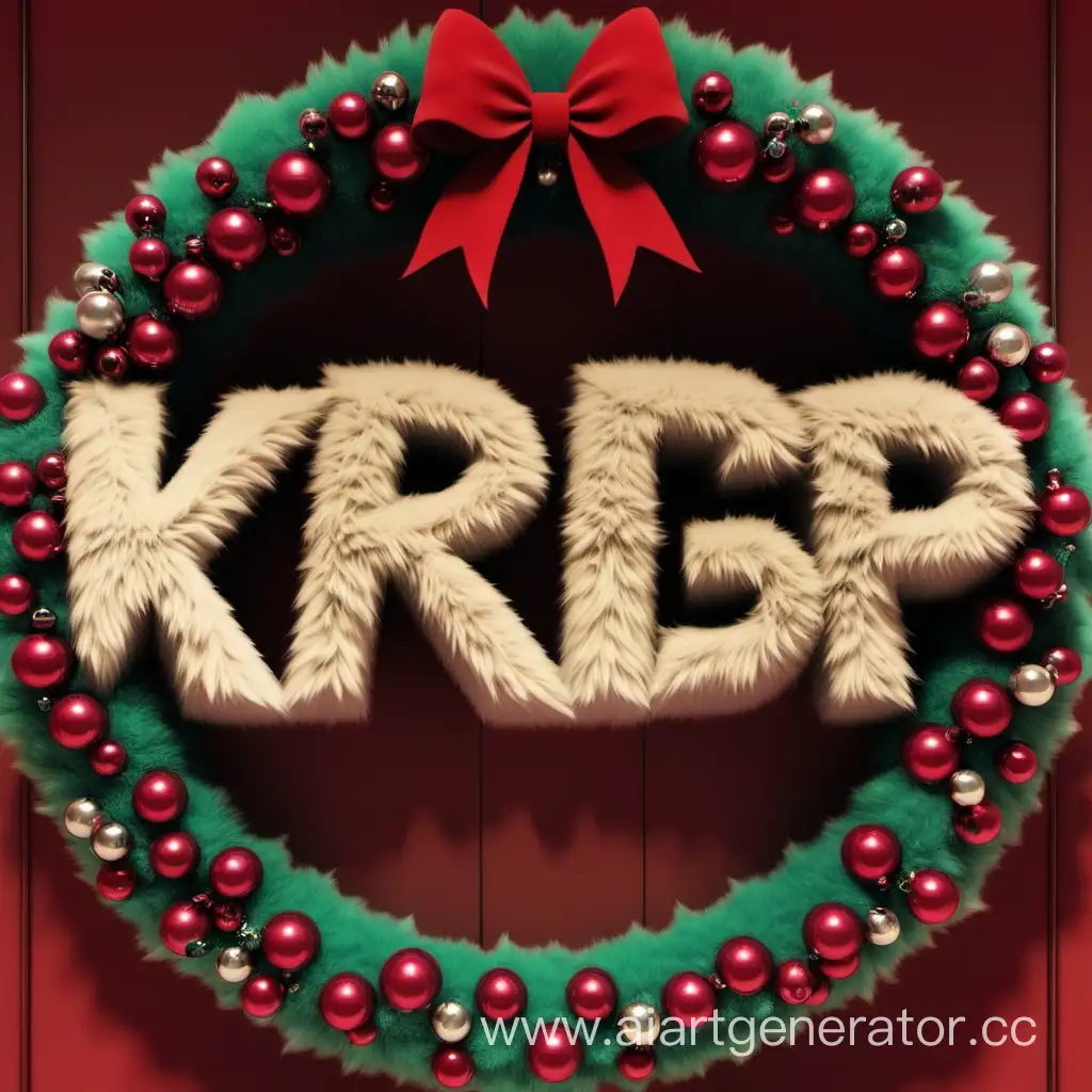 буквы KRGP сделать пушистыми и ёлочными украшениями, чтобы буквы KRGP были в центре событий