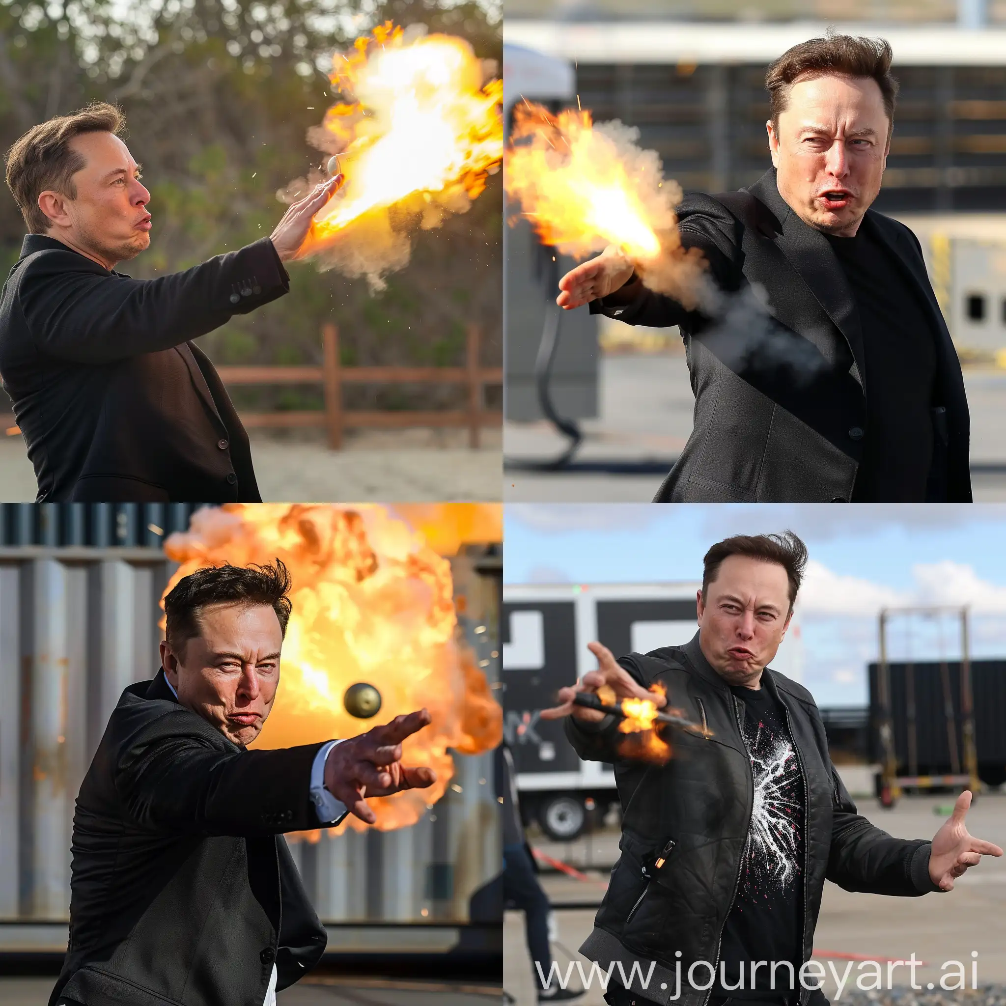 Elon musk throwing bomb 