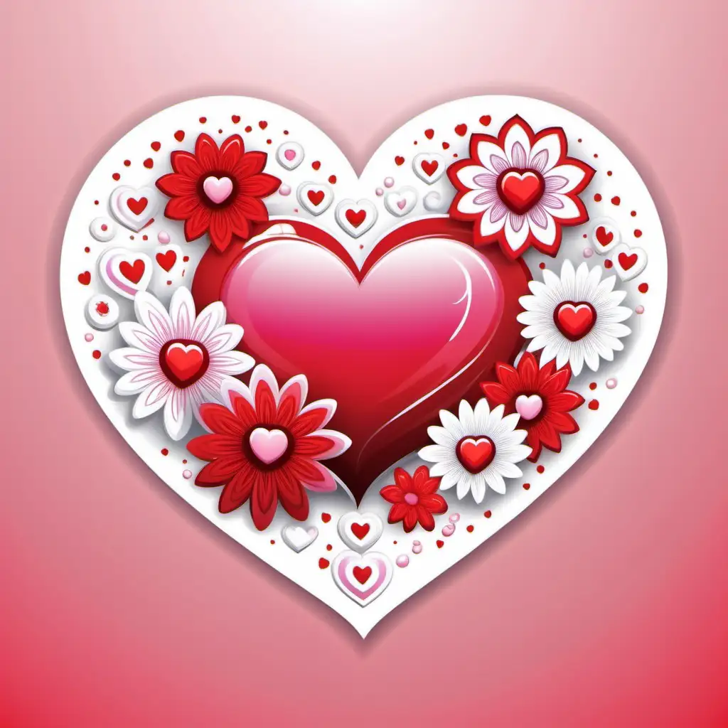 fantasy, flowers,heart valentine sticker,red,pink,white,vector, white
background