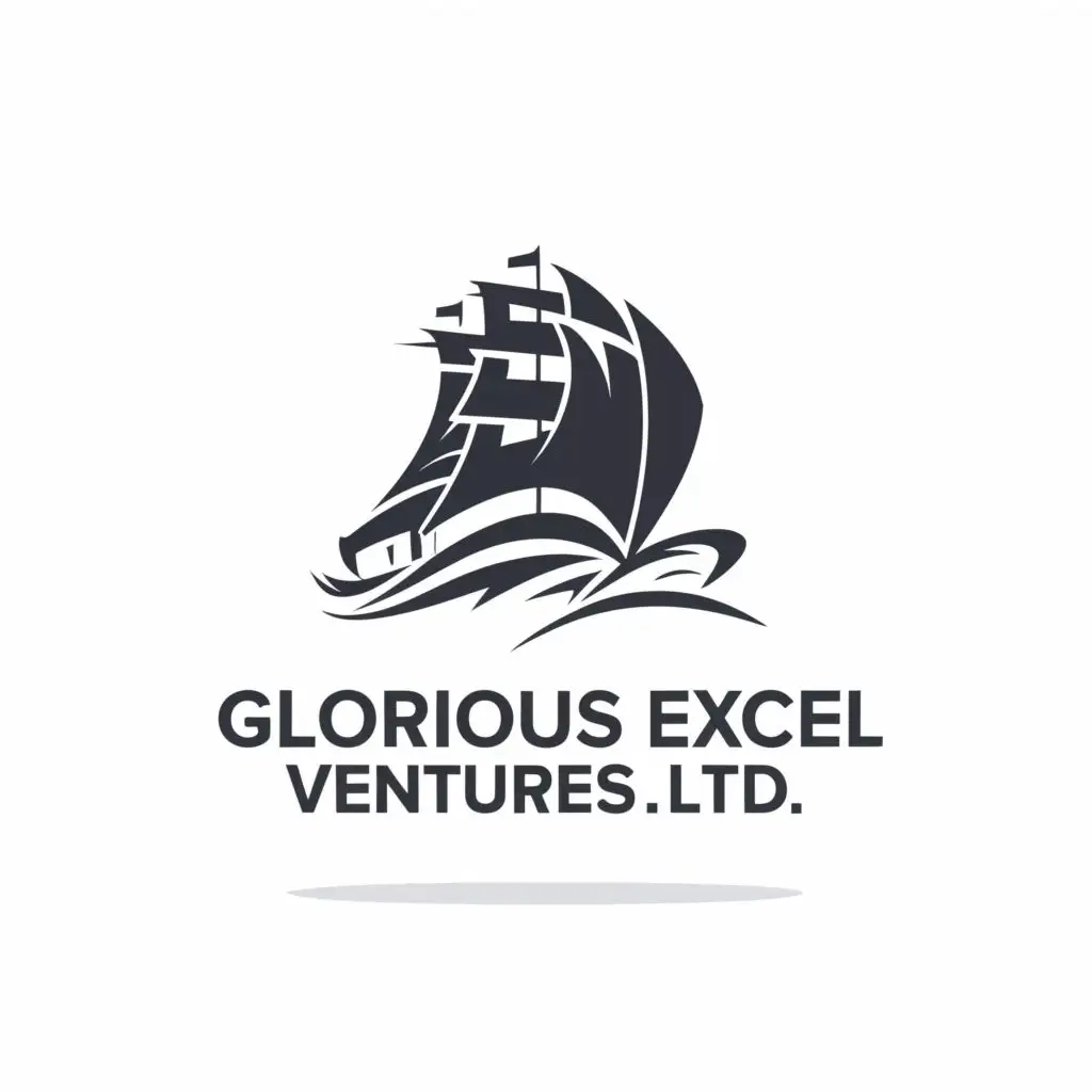 logo, A ship, with the text "GLORIOUS EXCEL VENTURES LTD", typography