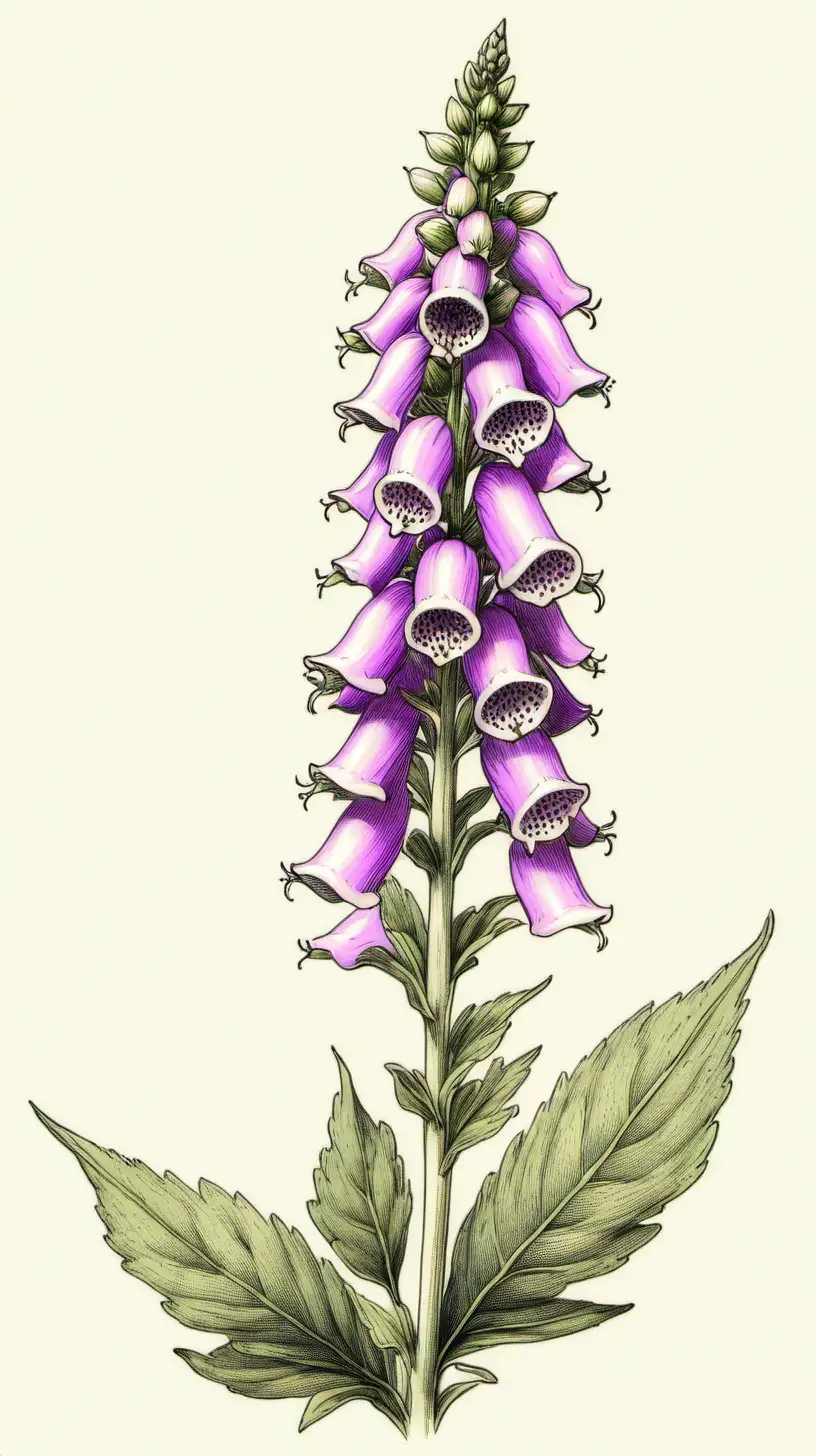 Enchanting Camelot Lavender Foxglove Flower Illustration