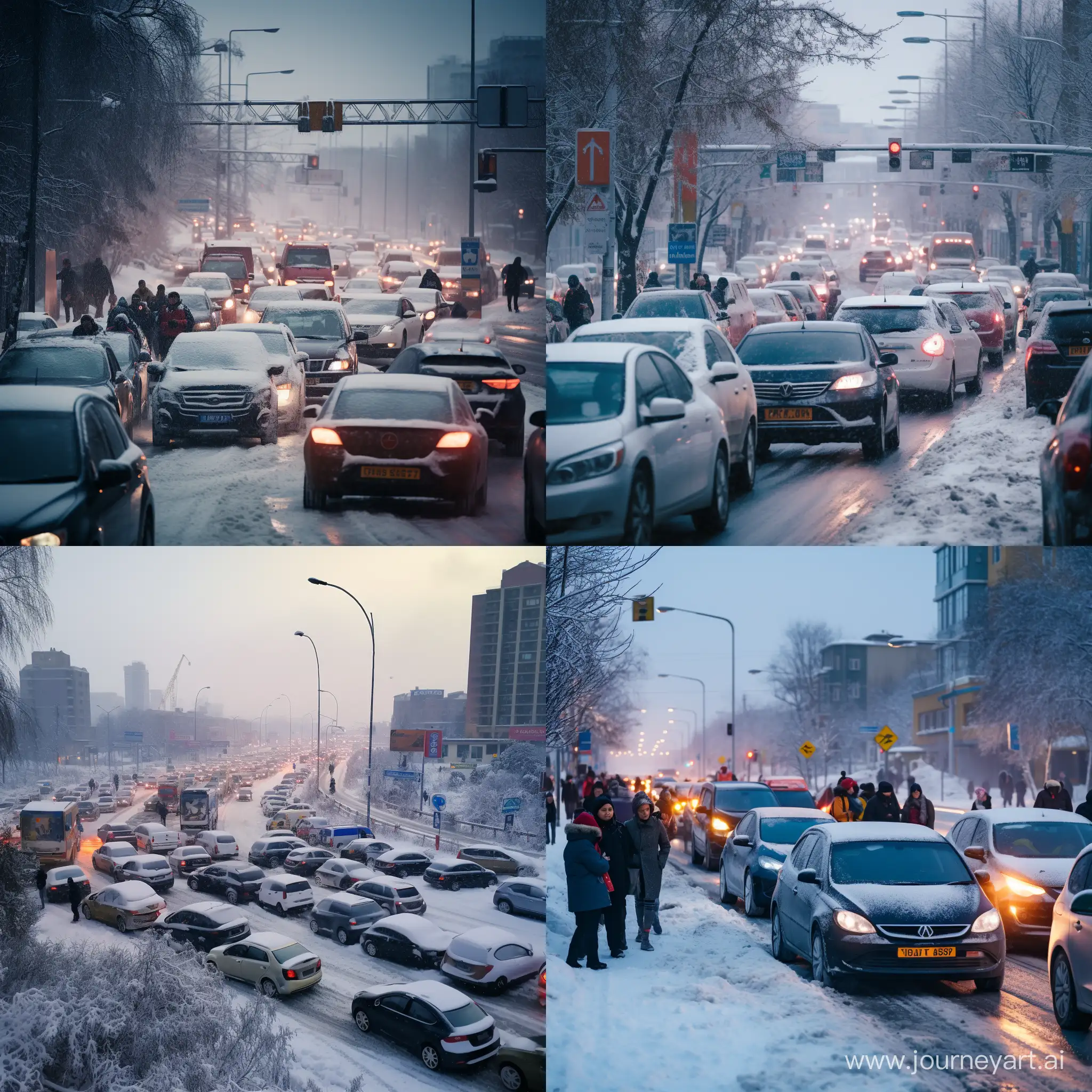 автомобильные пробки в Калининграде из за метели 