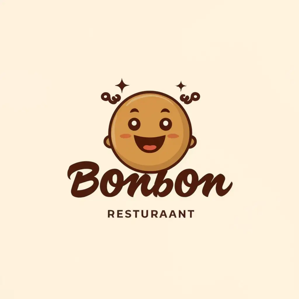 a logo design,with the text "BonBon", main symbol:Potato ball, character promoting the potato ball,Moderate,be used in Restaurant industry,clear background
