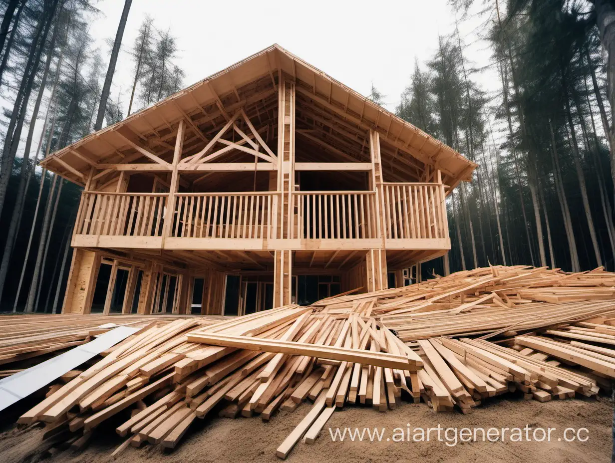 Rustic-Wooden-House-Construction-Lumber-Pile-and-Structure