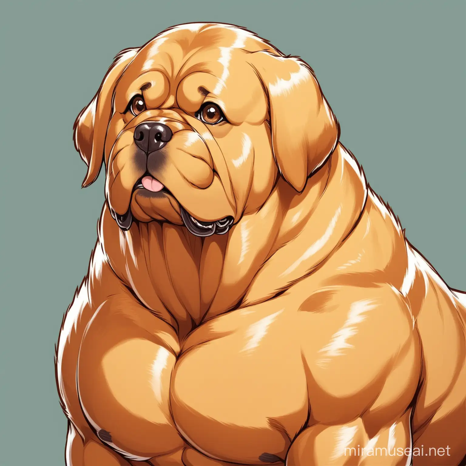 Playful Buff Dog with a Comical Expression