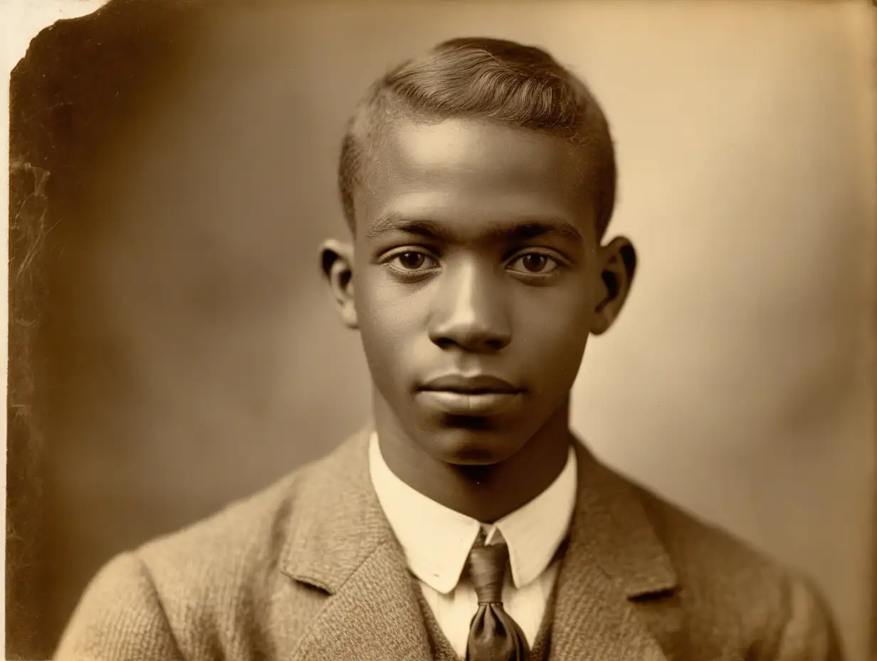 1922 Young African American Man Smiling in Vintage Attire Portrait