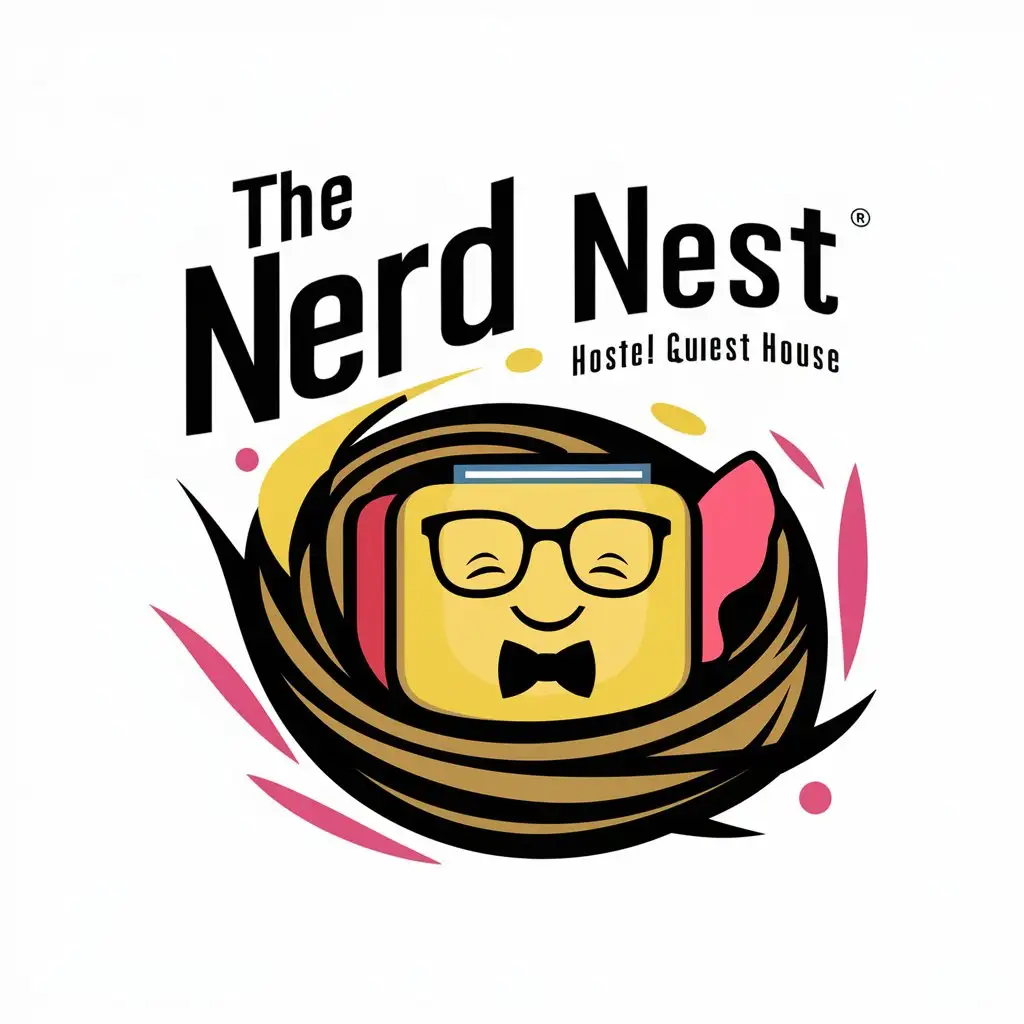 generate a logo of my hostel guest house name "THE NERD NEST"