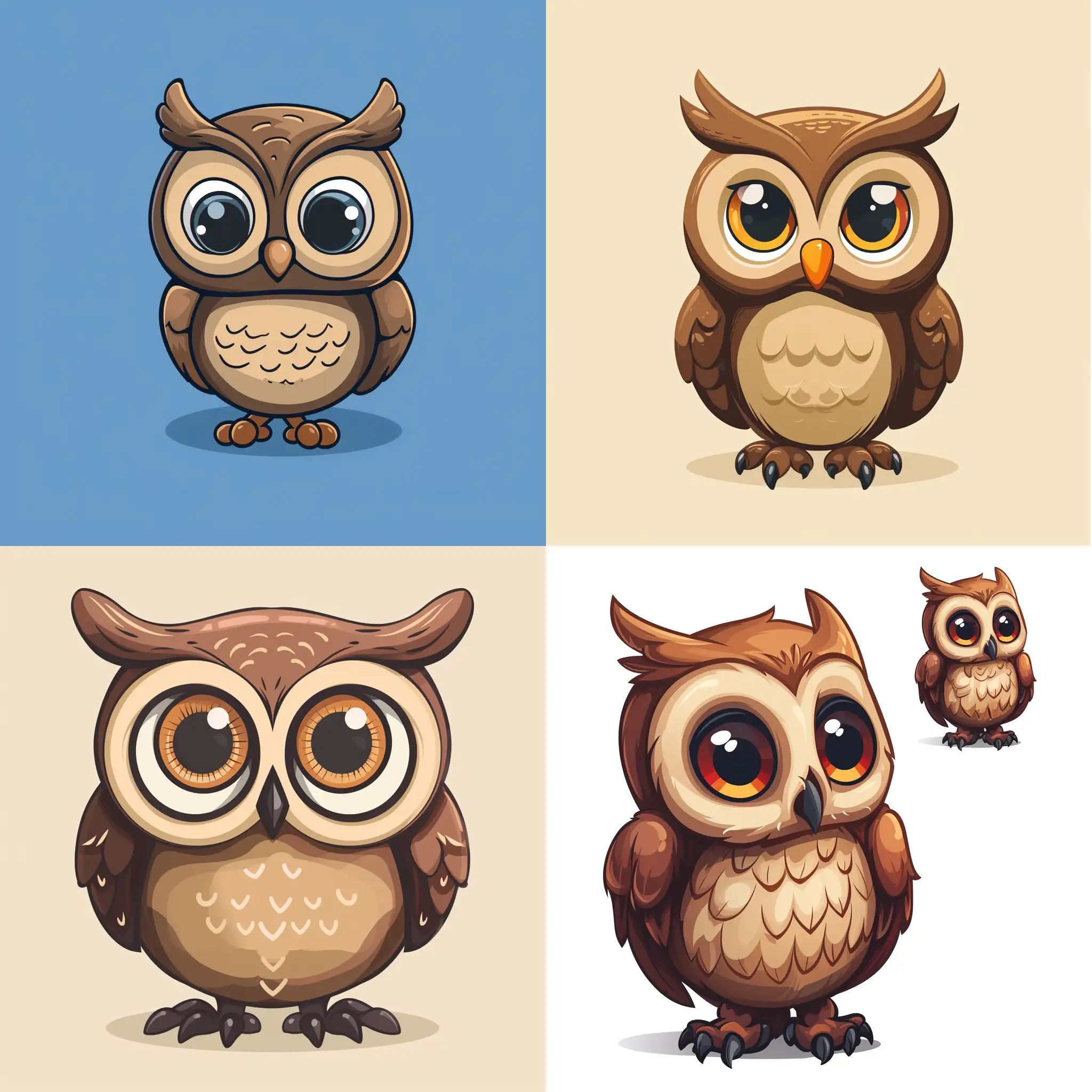 Adorable-Owl-Mascot-with-Vibrant-Colors-in-a-Square-Frame