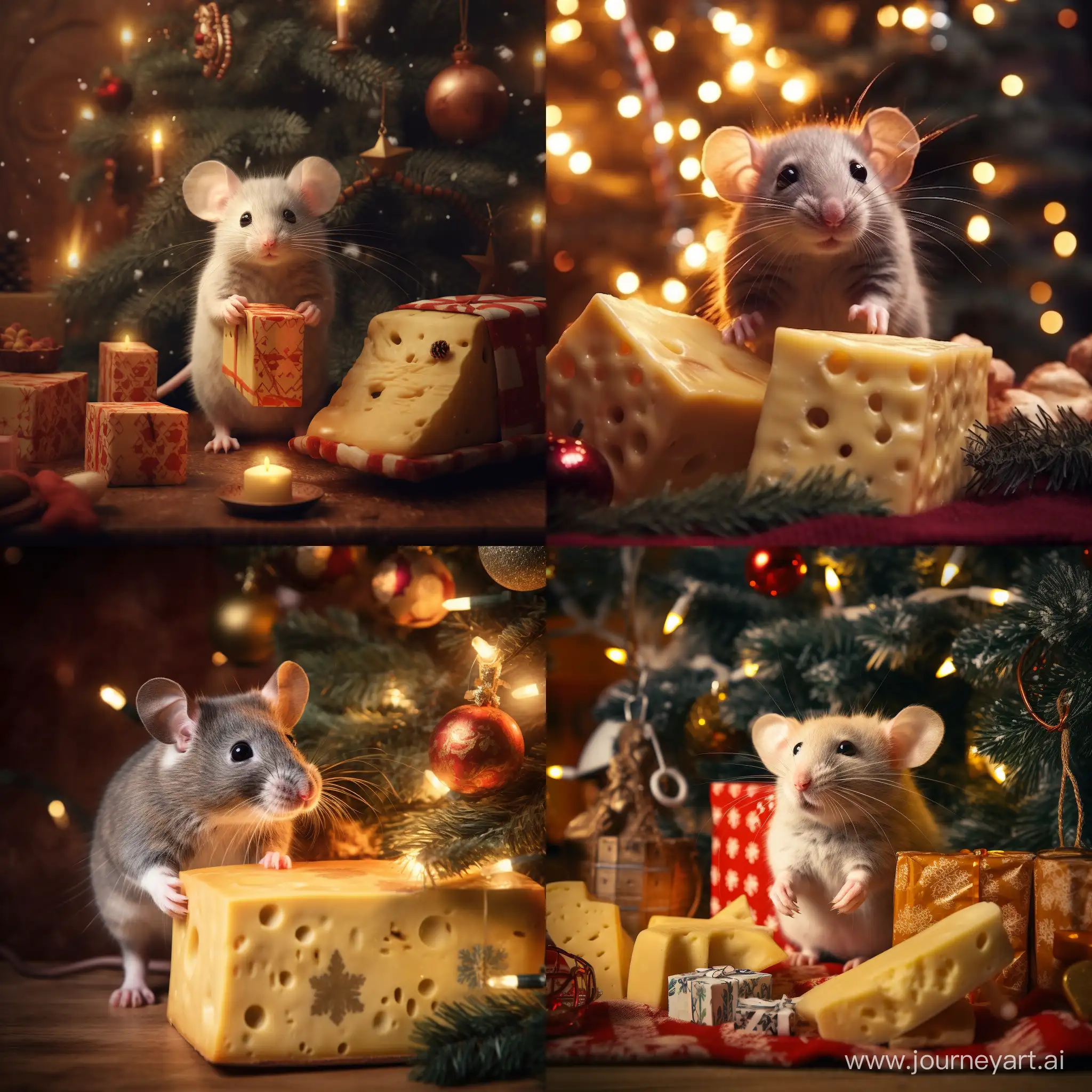 Cheese-Heist-New-Years-Mouse-Sneaks-Under-Christmas-Tree
