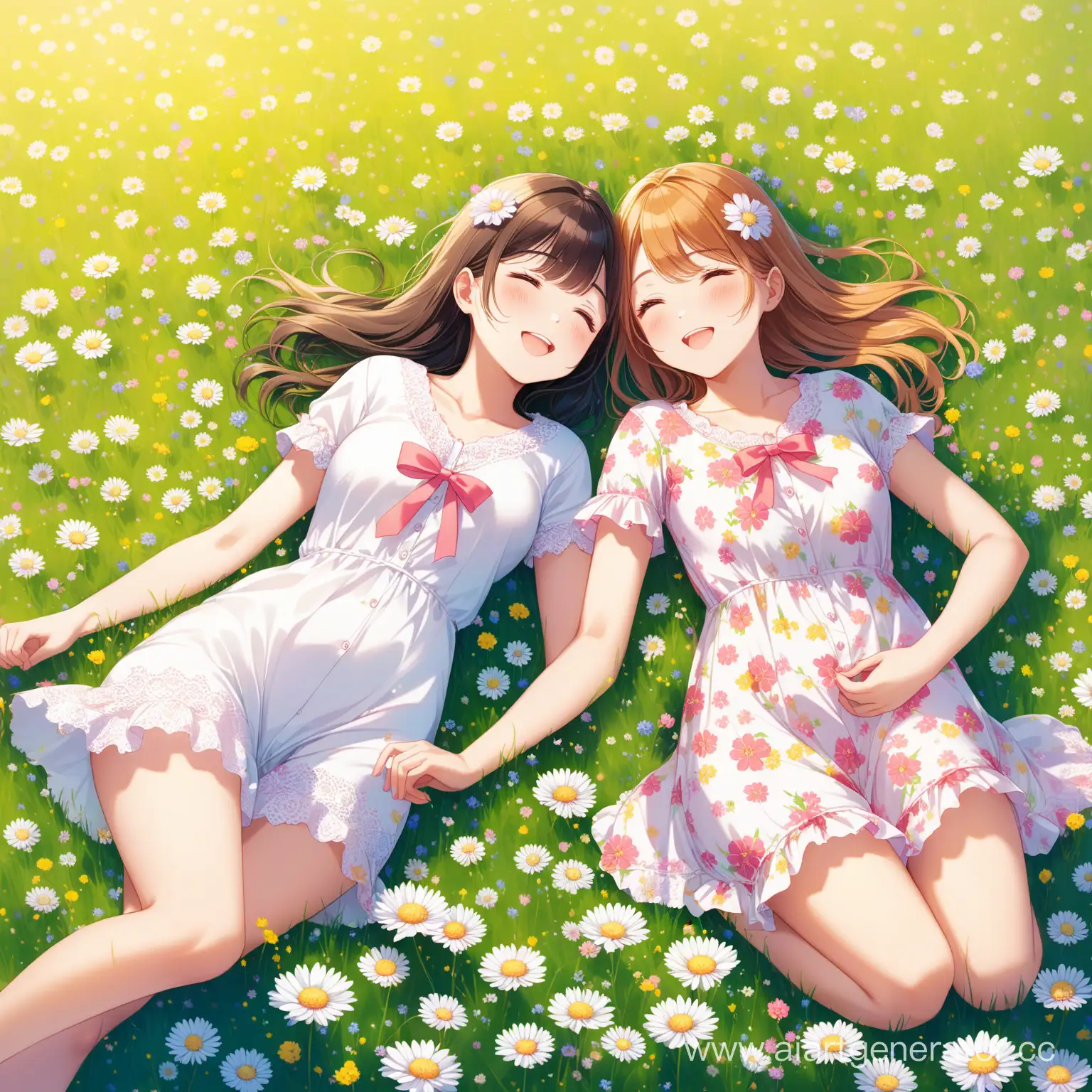 Two-Girls-Enjoying-Tranquil-Moments-in-a-Blossoming-Meadow