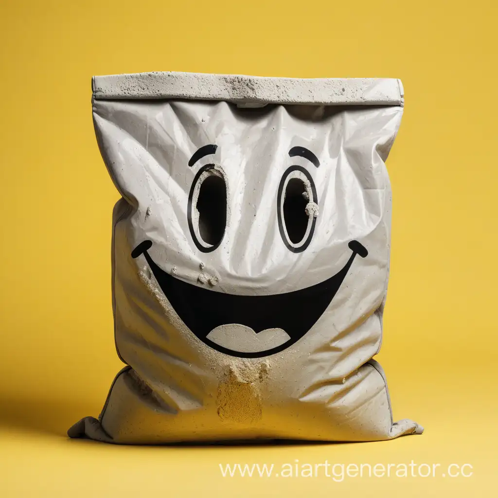 Cheerful-Cement-Sack-Vibrant-Smiles-on-a-Sunny-Yellow-Background