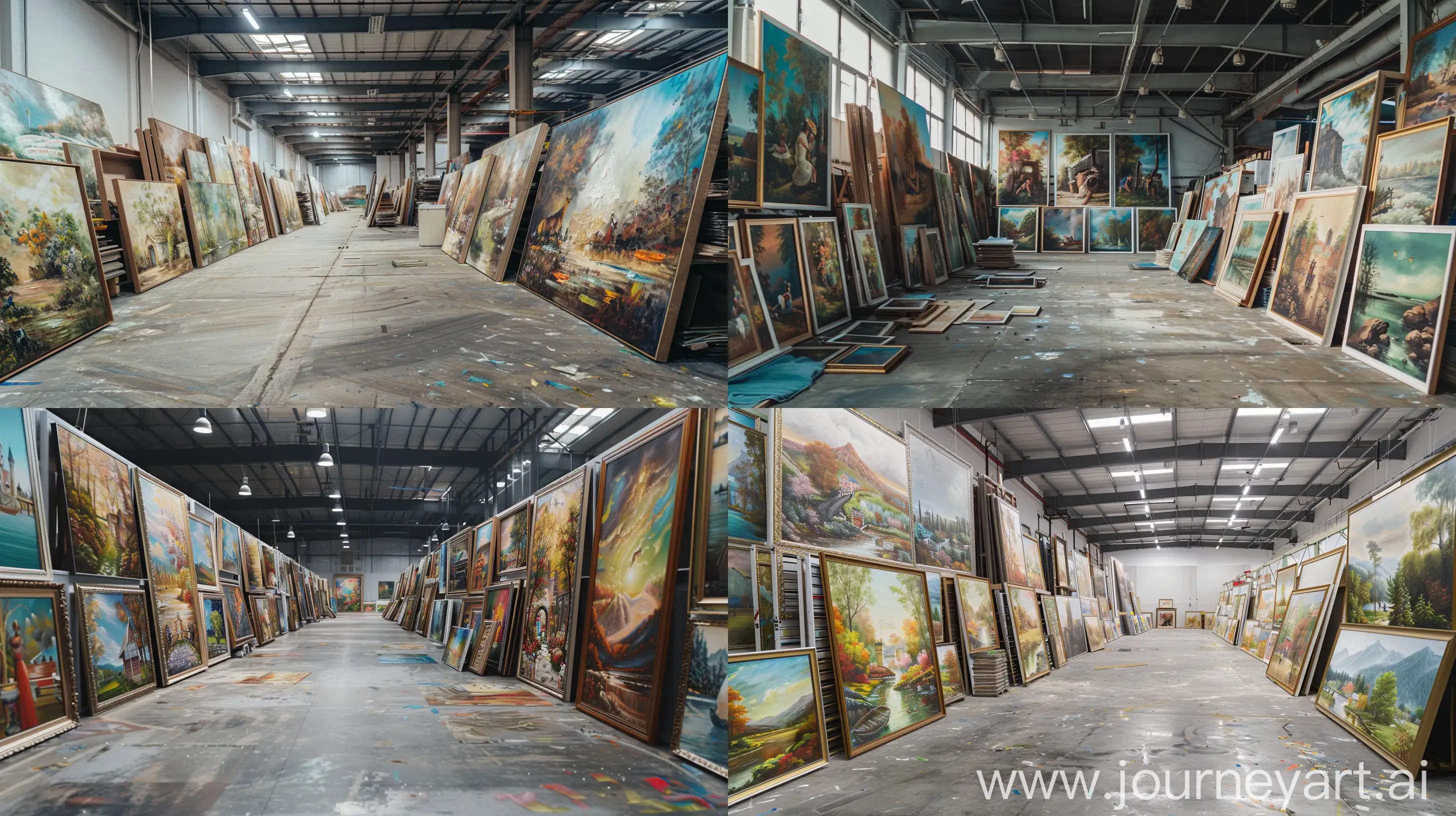 Panoramic-Oil-Painting-Factory-with-Unframed-HandPainted-Artworks