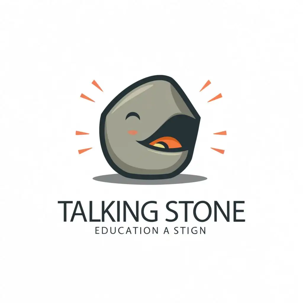 a logo design,with the text "talking stone", main symbol:object, mouth,Moderate,be used in Education industry,clear background