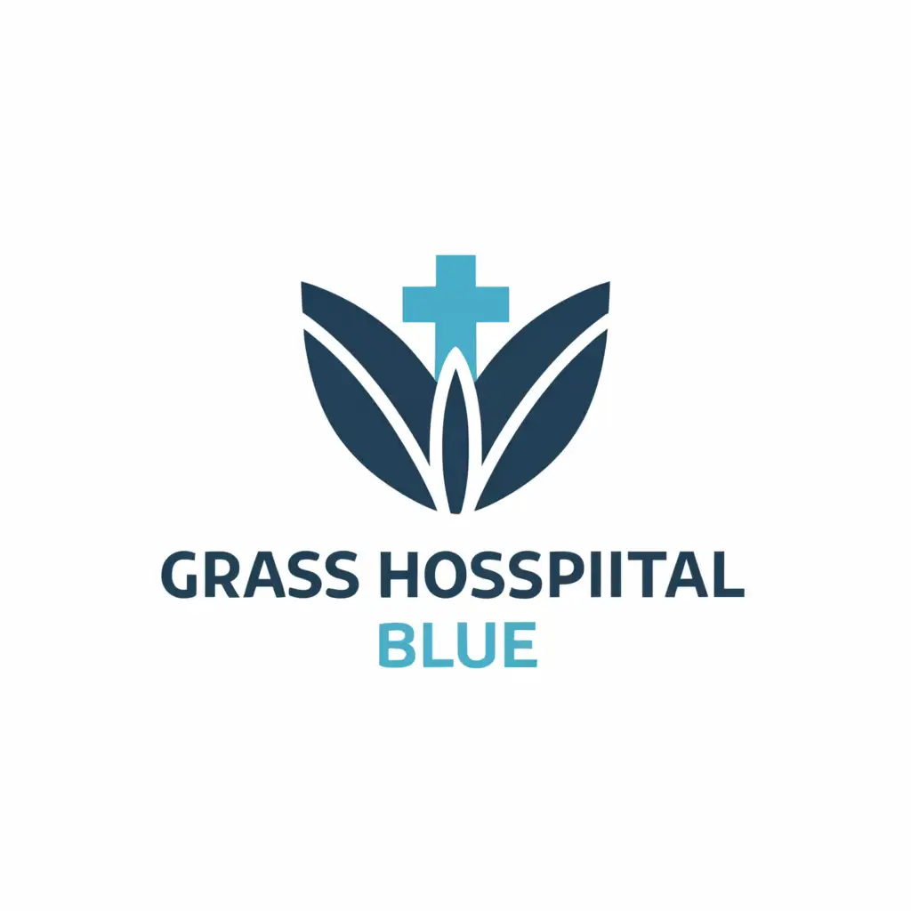 LOGO-Design-For-Grass-Hospital-Blue-Green-Grass-Emblem-on-Clear-Background