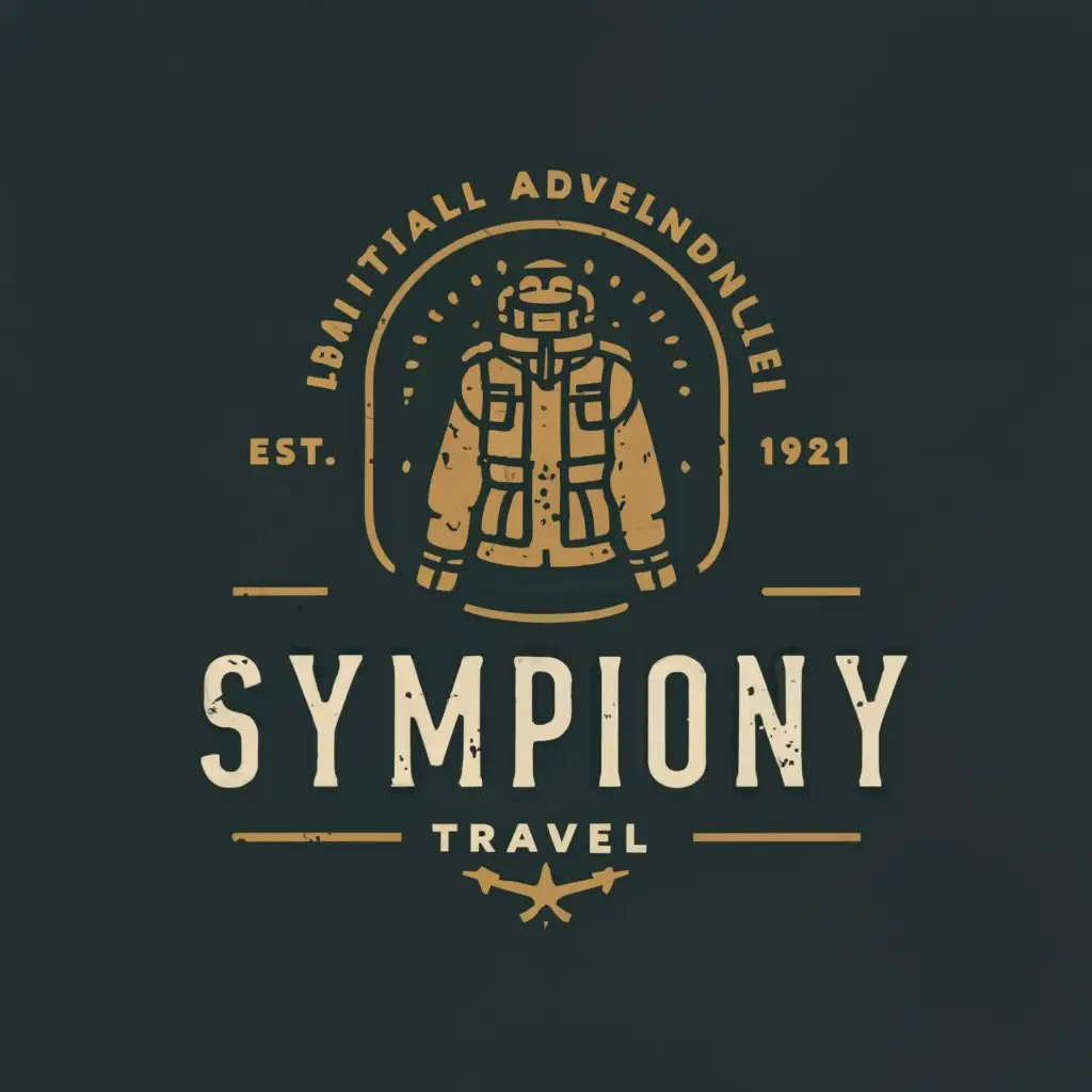 a logo design,with the text "symphony", main symbol:rugged jacket,Moderate,be used in Travel industry,clear background