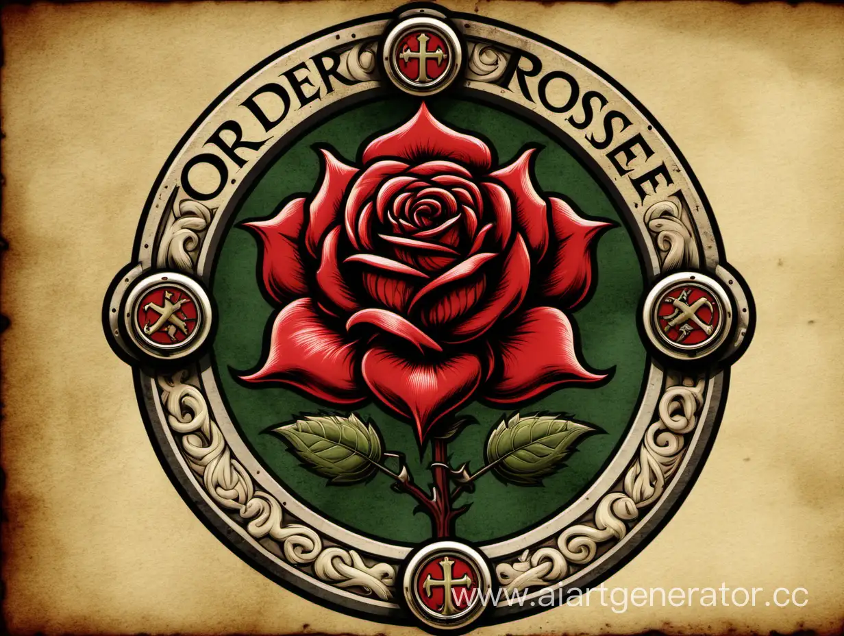 Логотип клана орден розы в средневековом геральдическом стиле