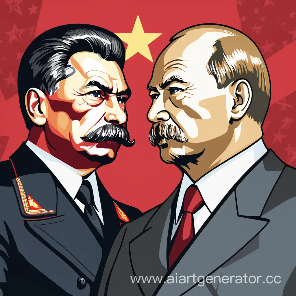Historical-Figures-Stalin-Putin-and-Lenin-in-Thoughtful-Contemplation