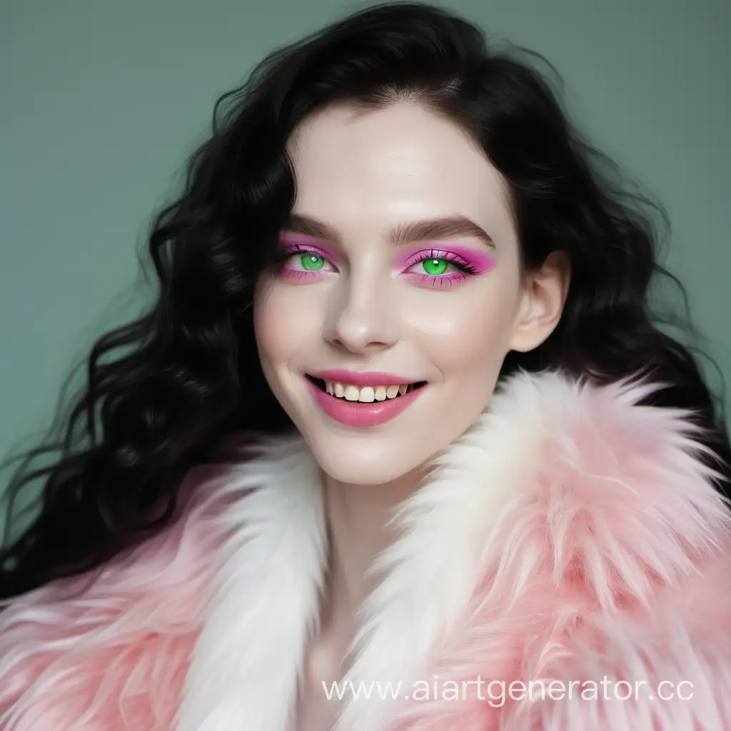 Elegant-Androgynous-Gay-Fashion-White-Dress-and-Pink-Fur-Coat