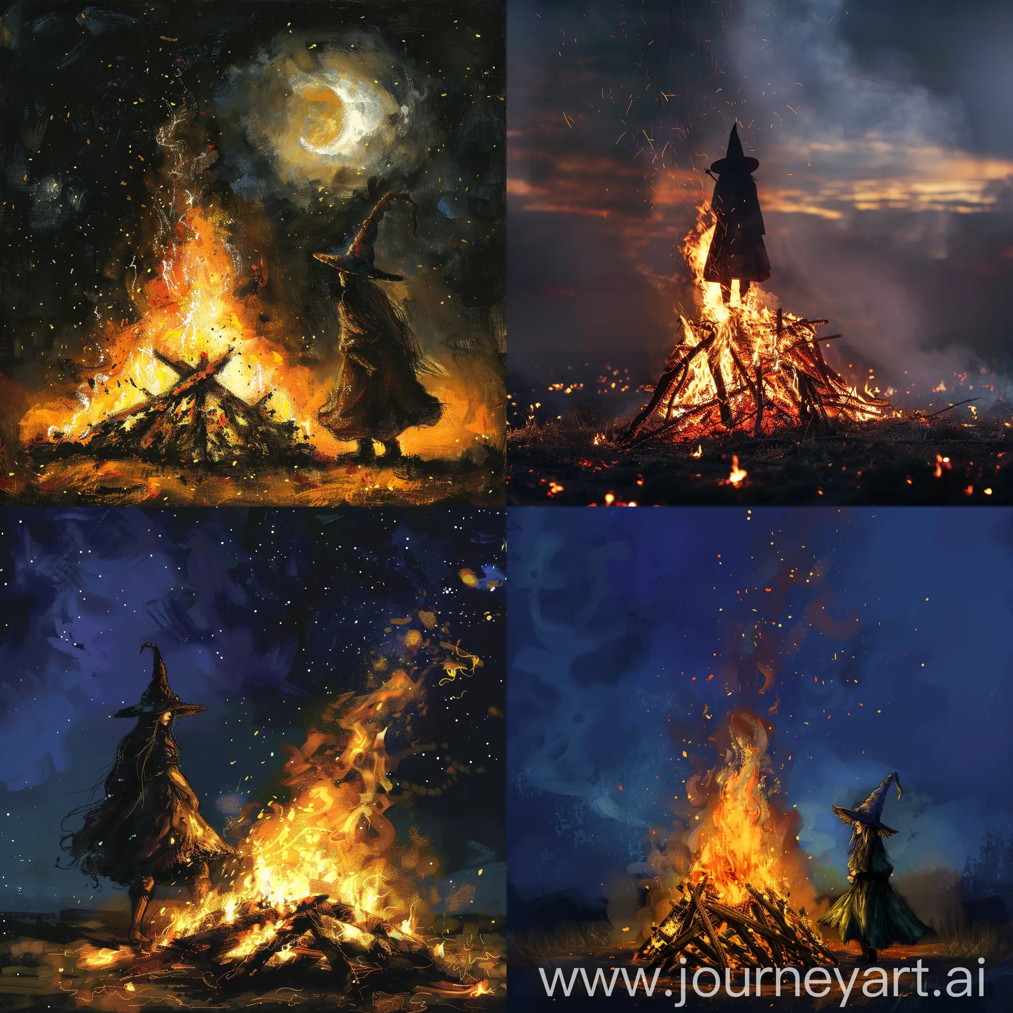 Witch-Bonfire-Art-Mysterious-Figure-Amidst-Flames