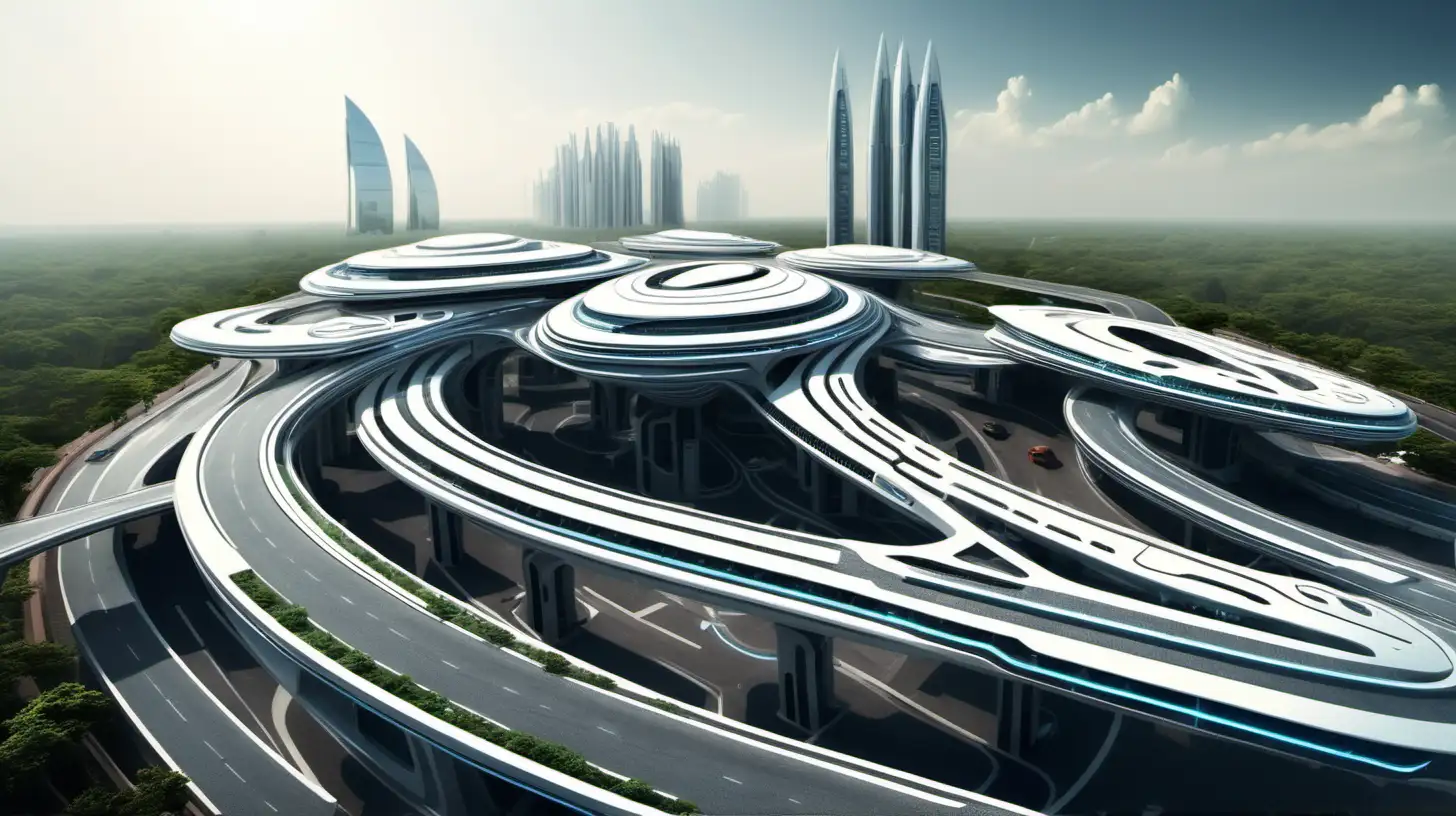 Futuristic Urban Landscape with Indian Cityscape and Advanced Transportation Network