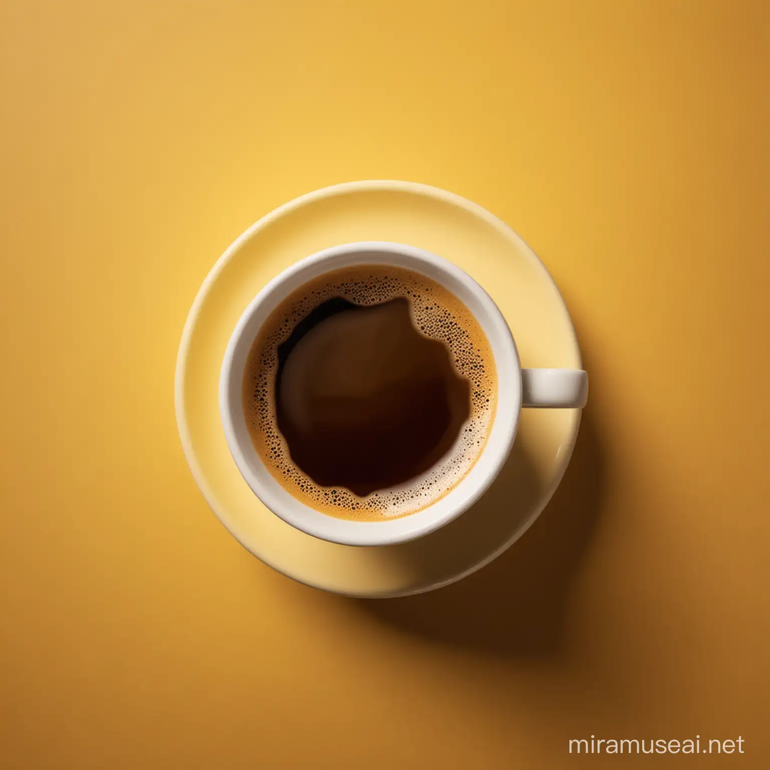 Packshot of a cup of coffee with a beautiful 
 yellow background