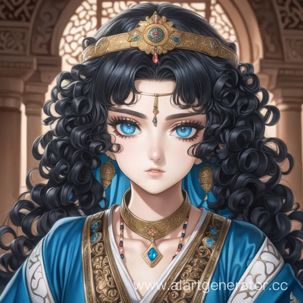 Anime-Concubine-with-Black-Curly-Hair-and-Blue-Eyes