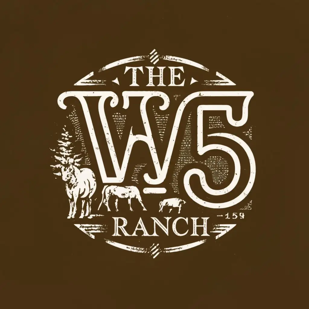 logo, Farm animals, with the text "The W5 Ranch", typography