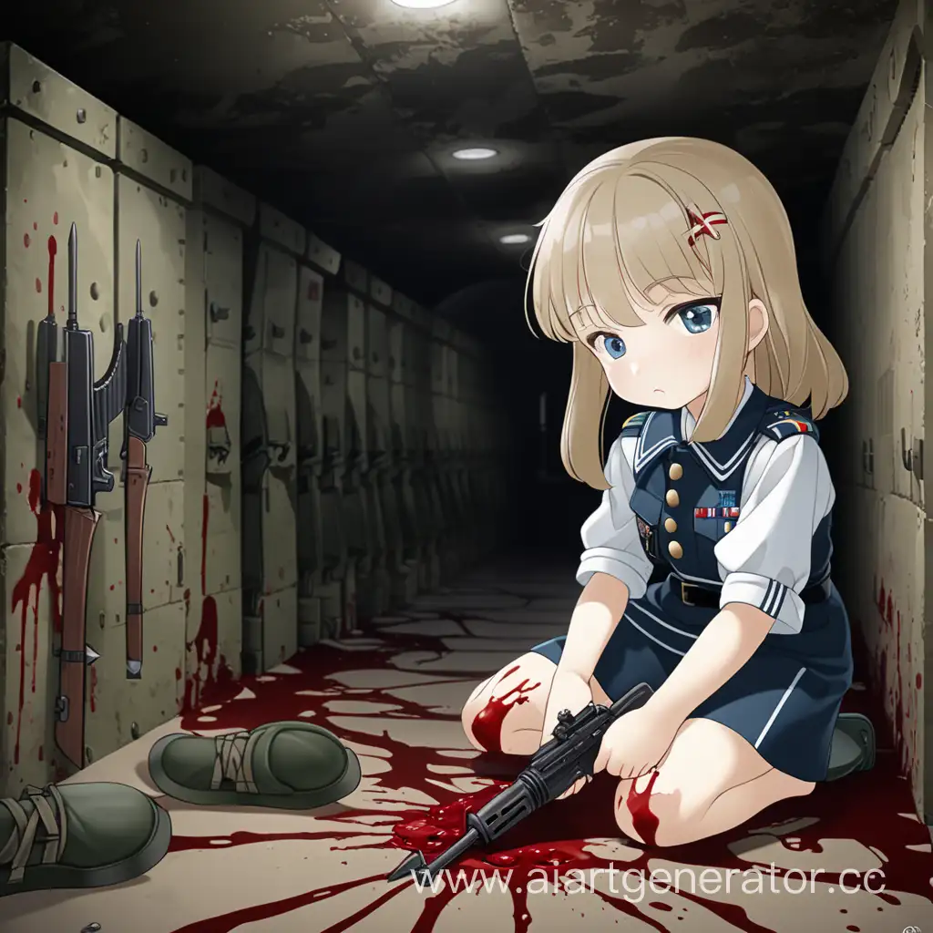 WW2-Sadness-Loli-in-a-Military-Bunker-Amidst-Blood-and-Weapons
