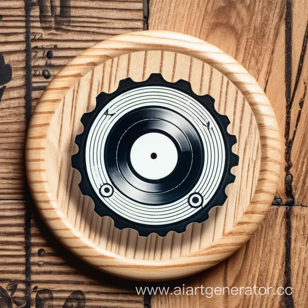 стильная кнопка Record в штампе на деревянном фоне