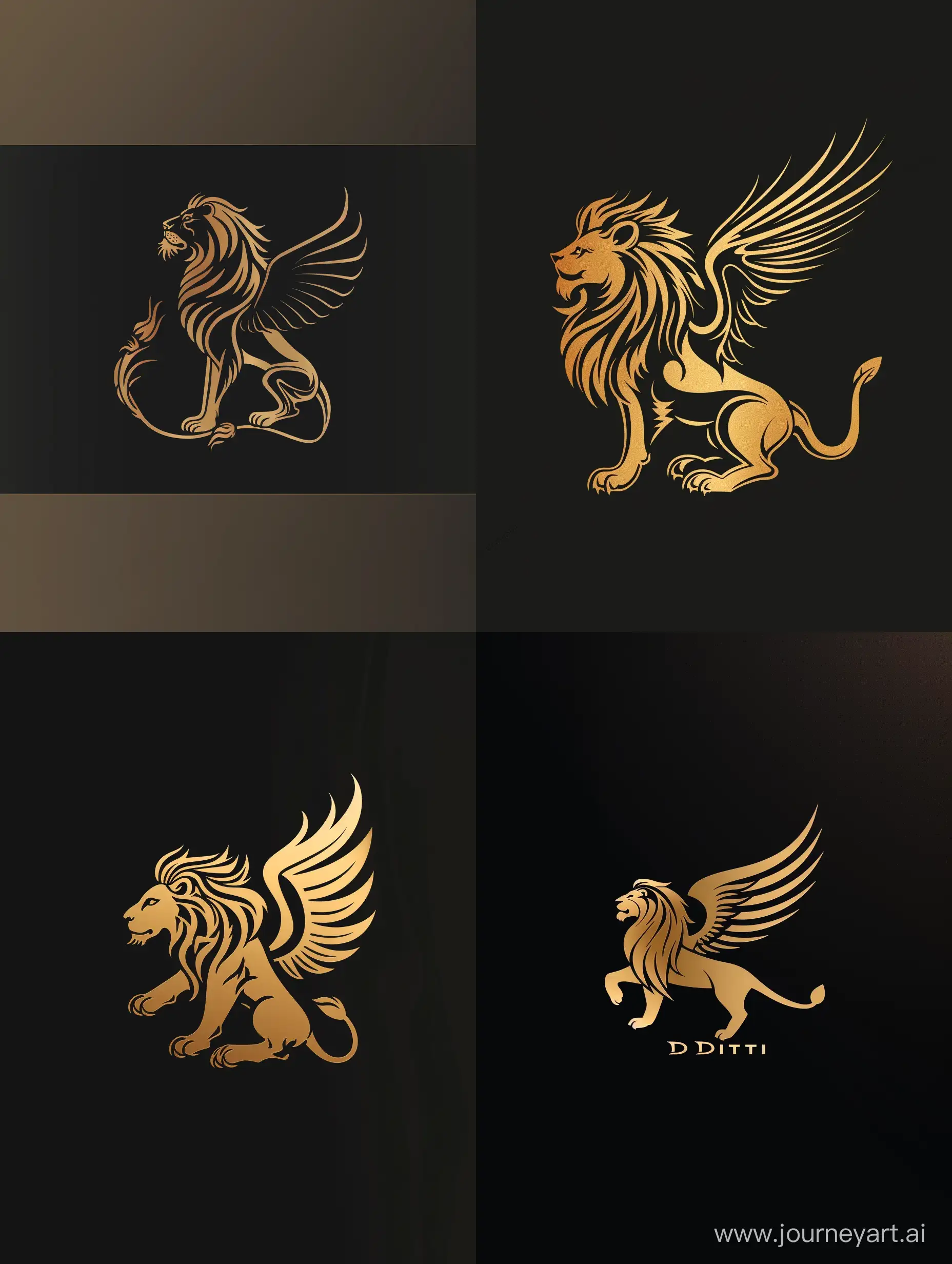 a powerful logo for my Studio, name: " Persian Digital " , With Winged LION.