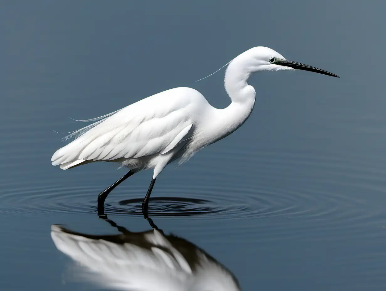 Graceful Little Egret Wading in Shallow Lagoon