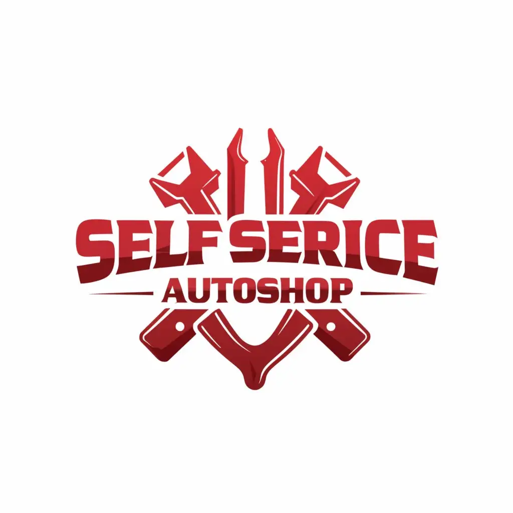 a logo design,with the text "Self Service AutoShop", main symbol:tools for related auto shop the text is color red the tagline is "DIY AUTO CARE" and oblong shape logo and please make usre the spelling is correct white background only,Minimalistic,be used in Automotive industry,clear background